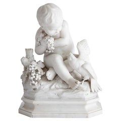 19th Century Marble Putto Sculpture, Signed 'D'angelis'