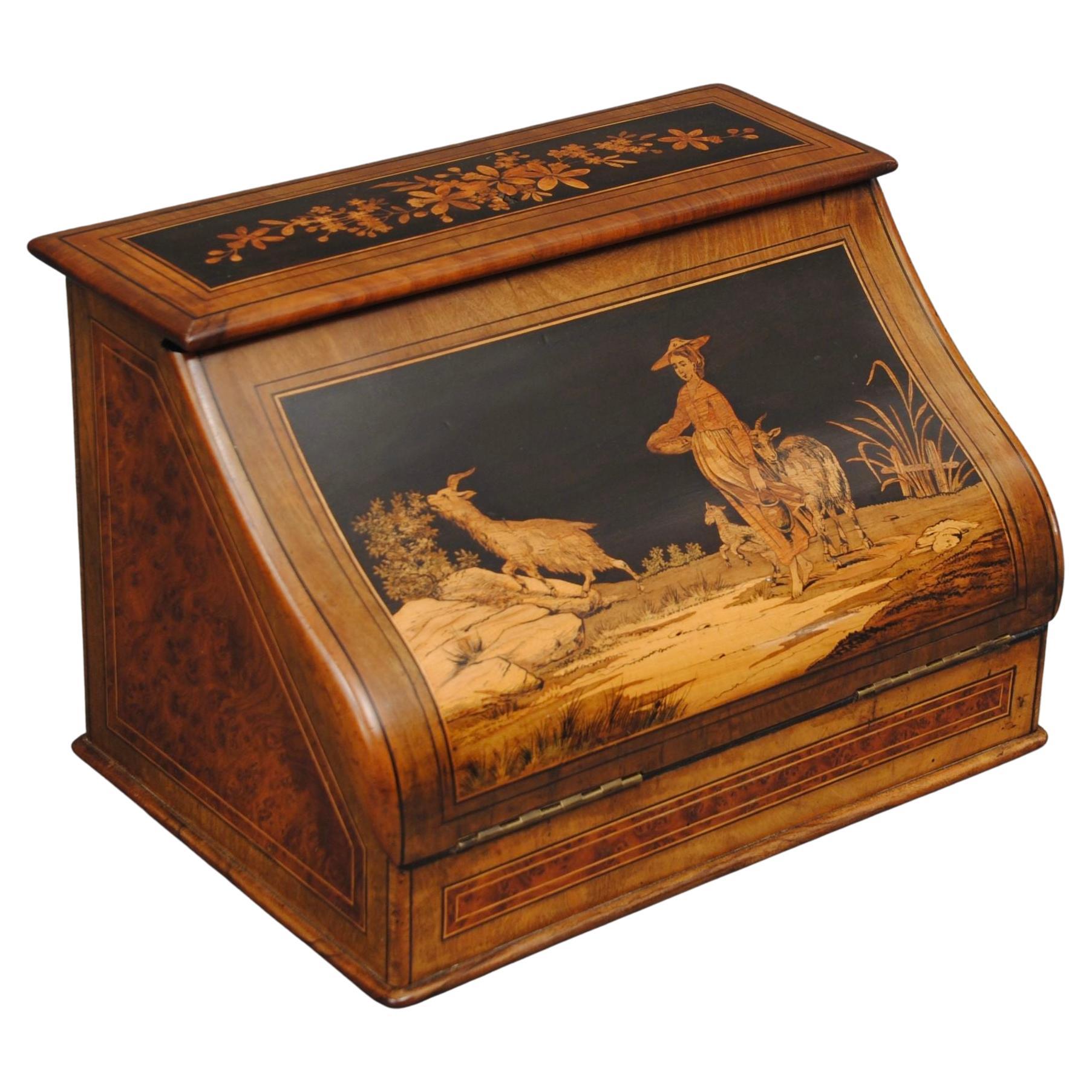 A 19th Century Marquetry Italian Letter Casket For Sale