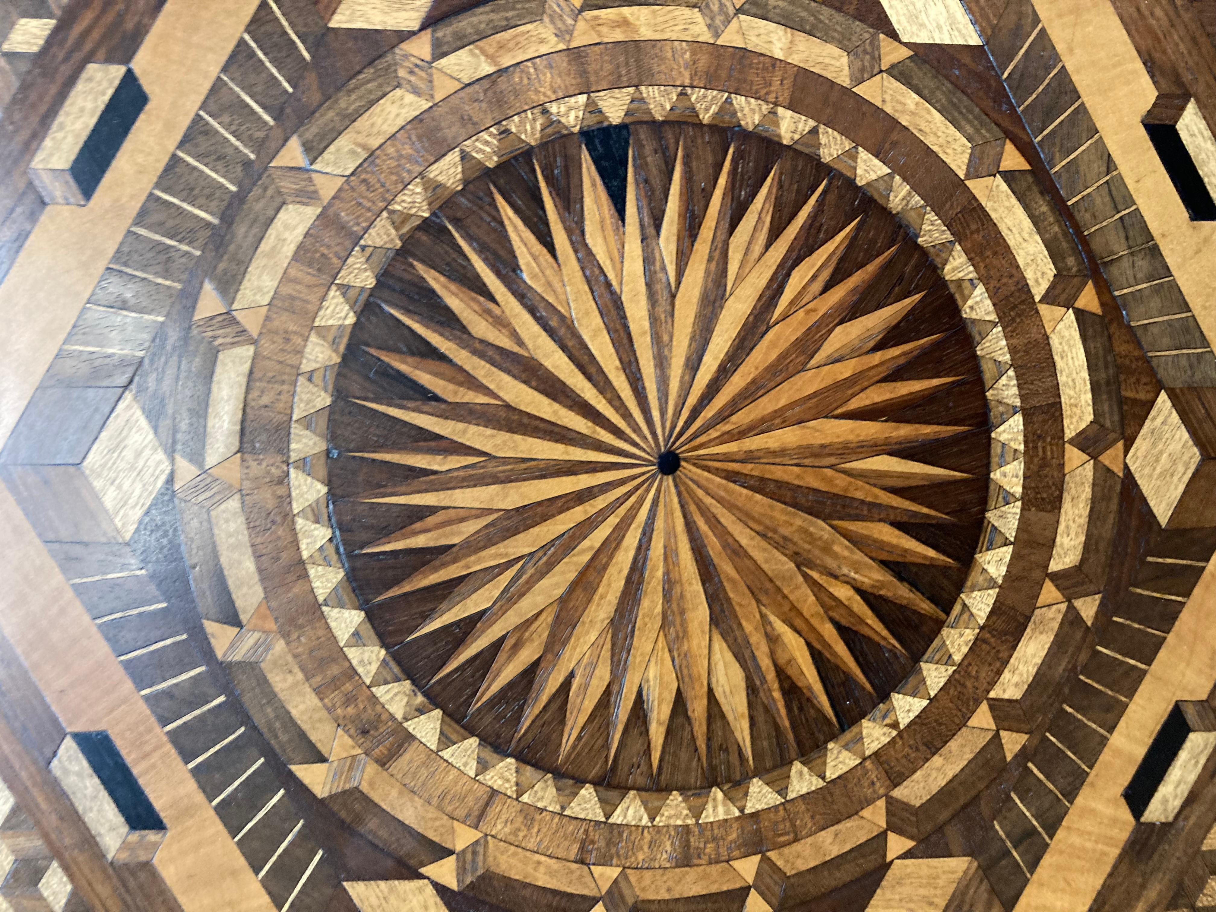 North American 19th Century Marquetry Occasional Table in the Manner of Ralph Turnbull For Sale