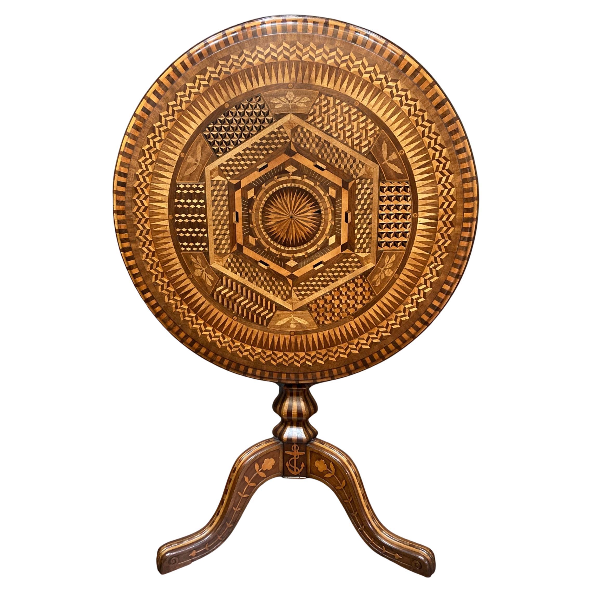 19th Century Marquetry Occasional Table in the Manner of Ralph Turnbull