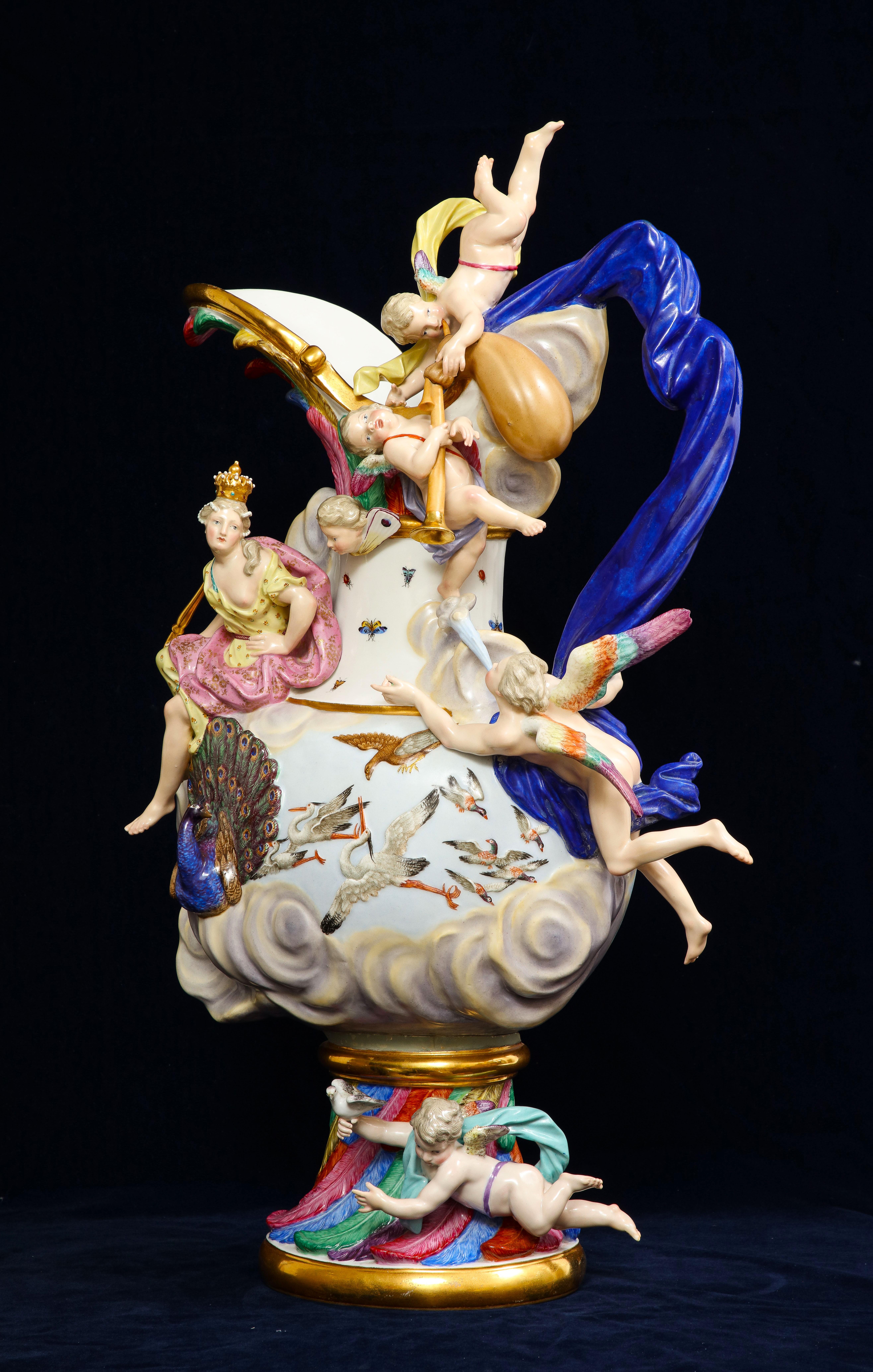 Rococo A 19th Century Meissen Porcelain 'Elements' Ewer Emblematic of Air For Sale
