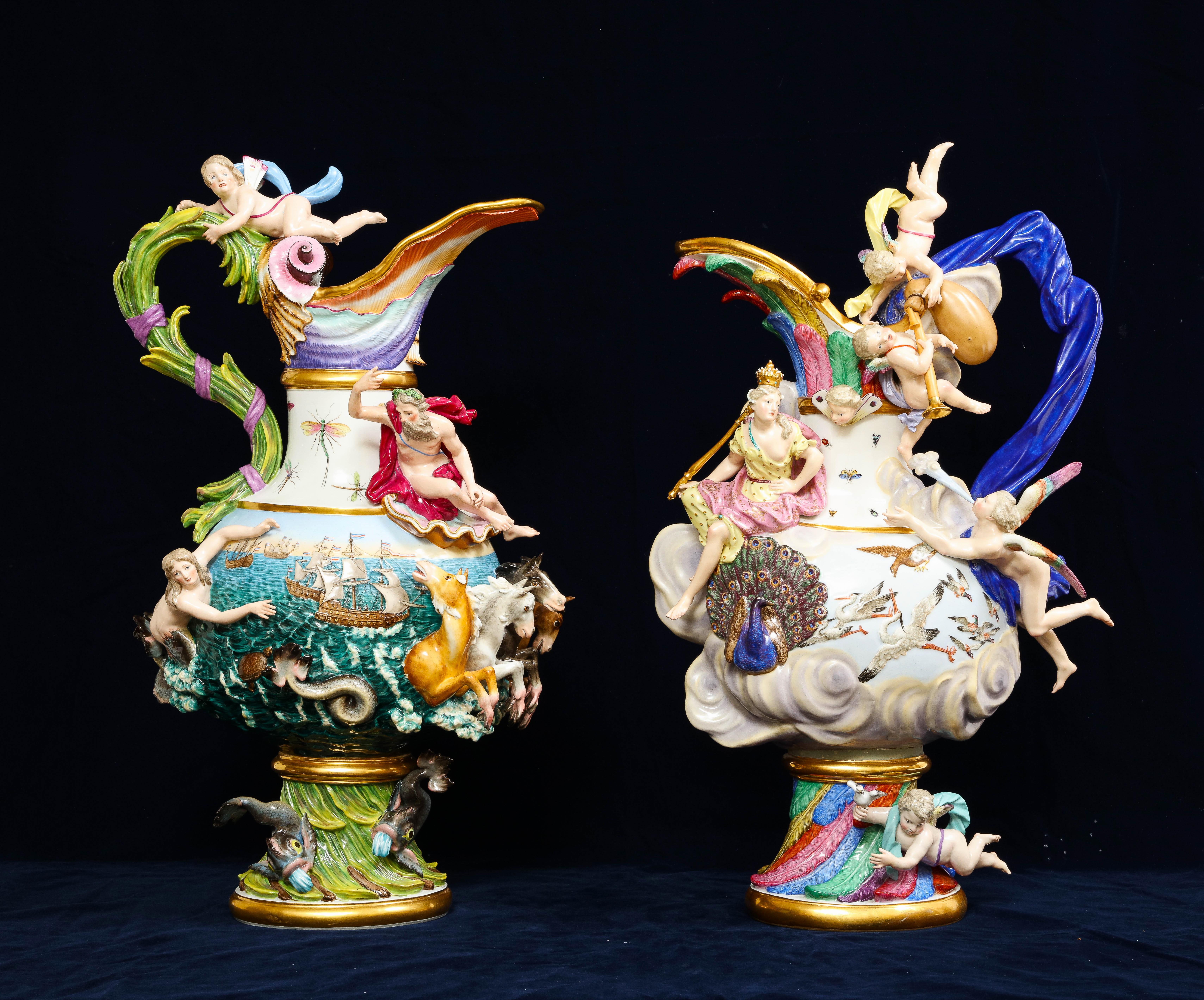 19th Century Meissen Porcelain 'Elements' Ewer Emblematic of Water For Sale 10