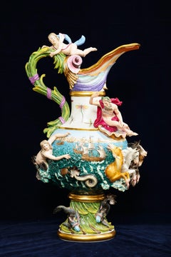 19th Century Meissen Porcelain 'Elements' Ewer Emblematic of Water