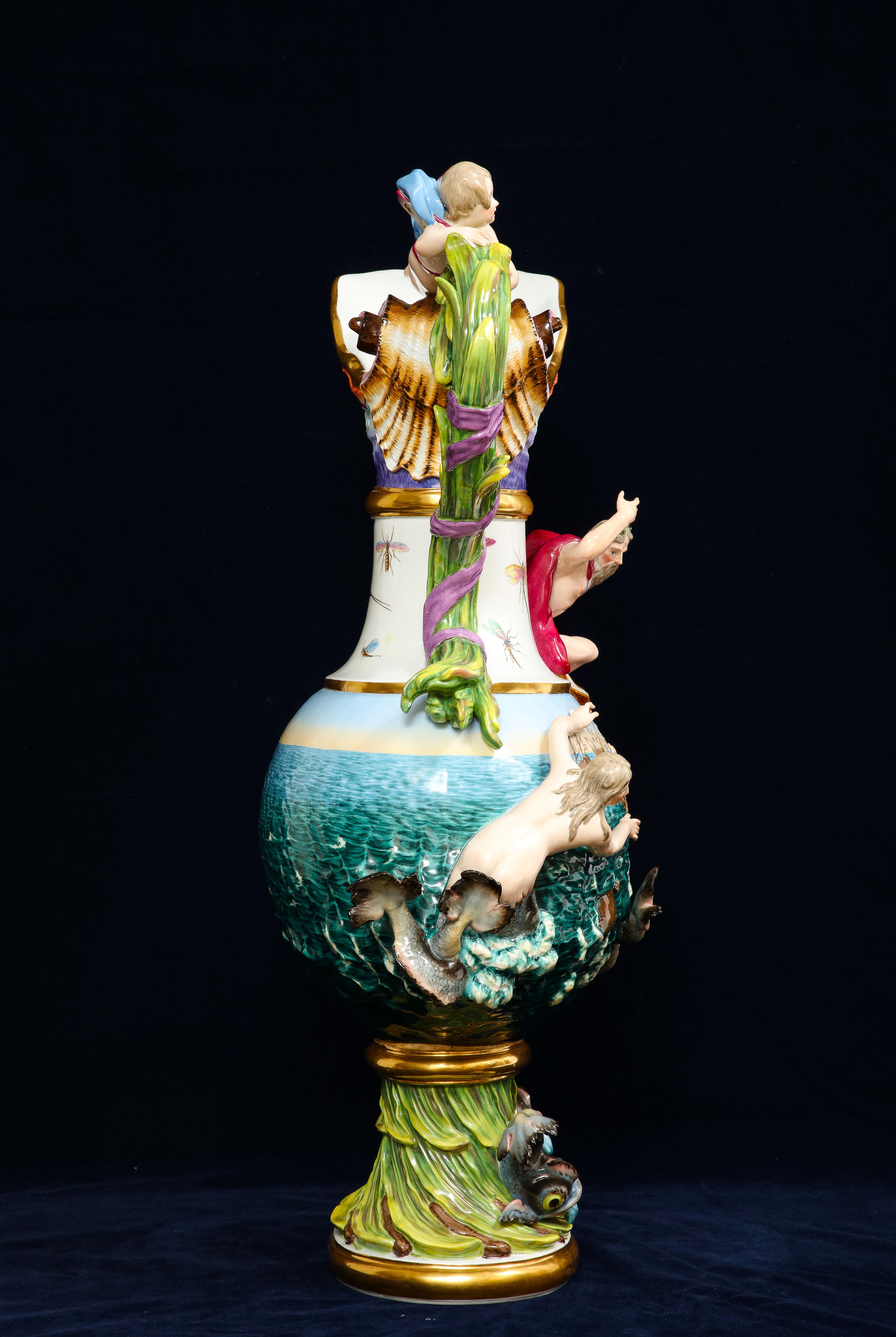 German 19th Century Meissen Porcelain 'Elements' Ewer Emblematic of Water For Sale