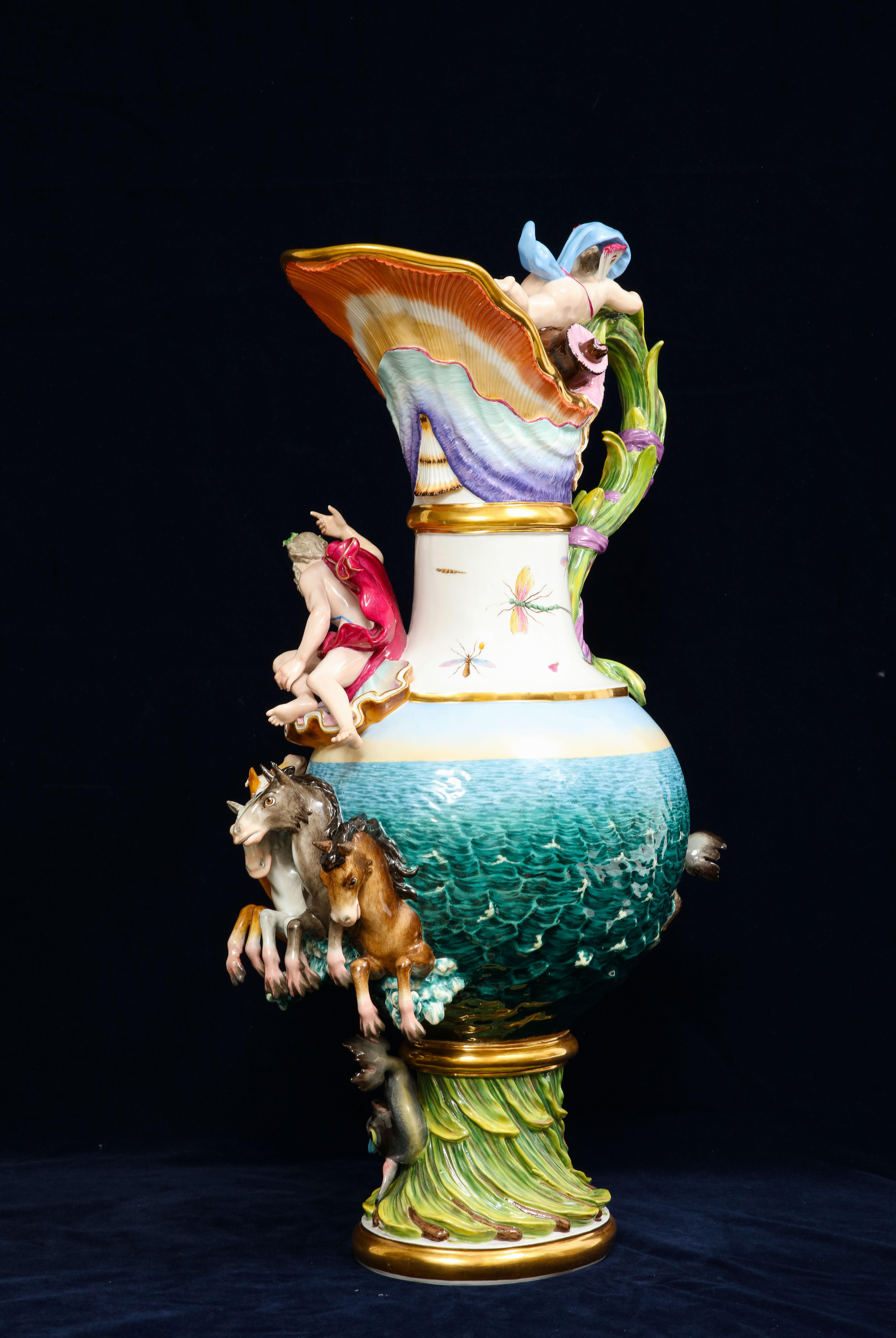 19th Century Meissen Porcelain 'Elements' Ewer Emblematic of Water In Good Condition For Sale In New York, NY