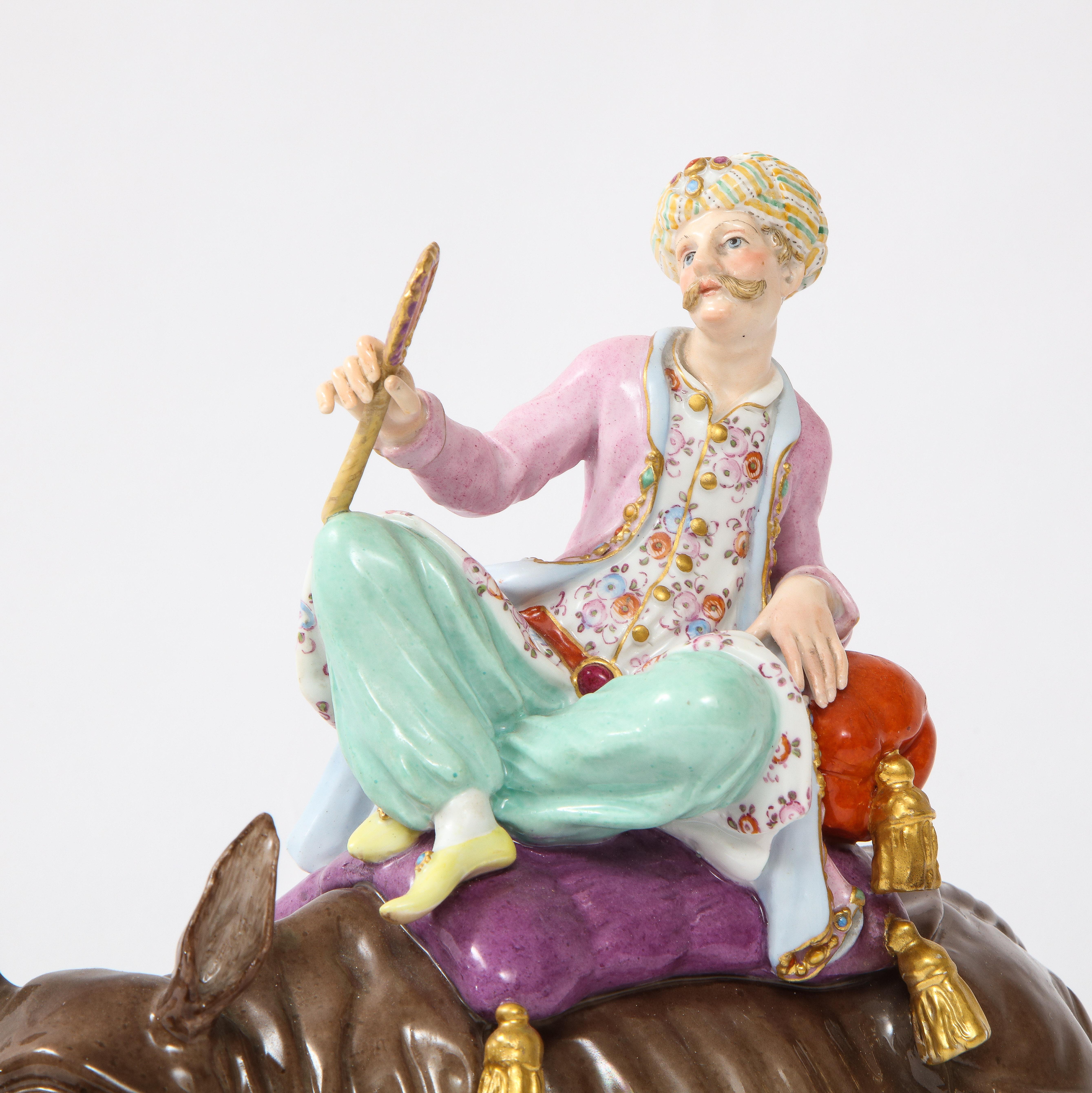 19th Century Meissen Porcelain Figure of a Malabar Man on a Rhinoceros For Sale 6