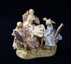 19th Century Meissen Porcelain Group of Three Card Players Gallant Figures