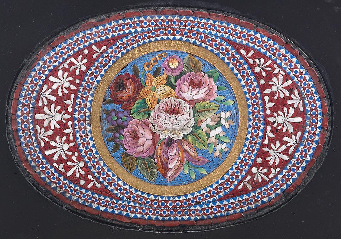 Italian 19th Century Micromosaic Paper Weight Depicting Flowers