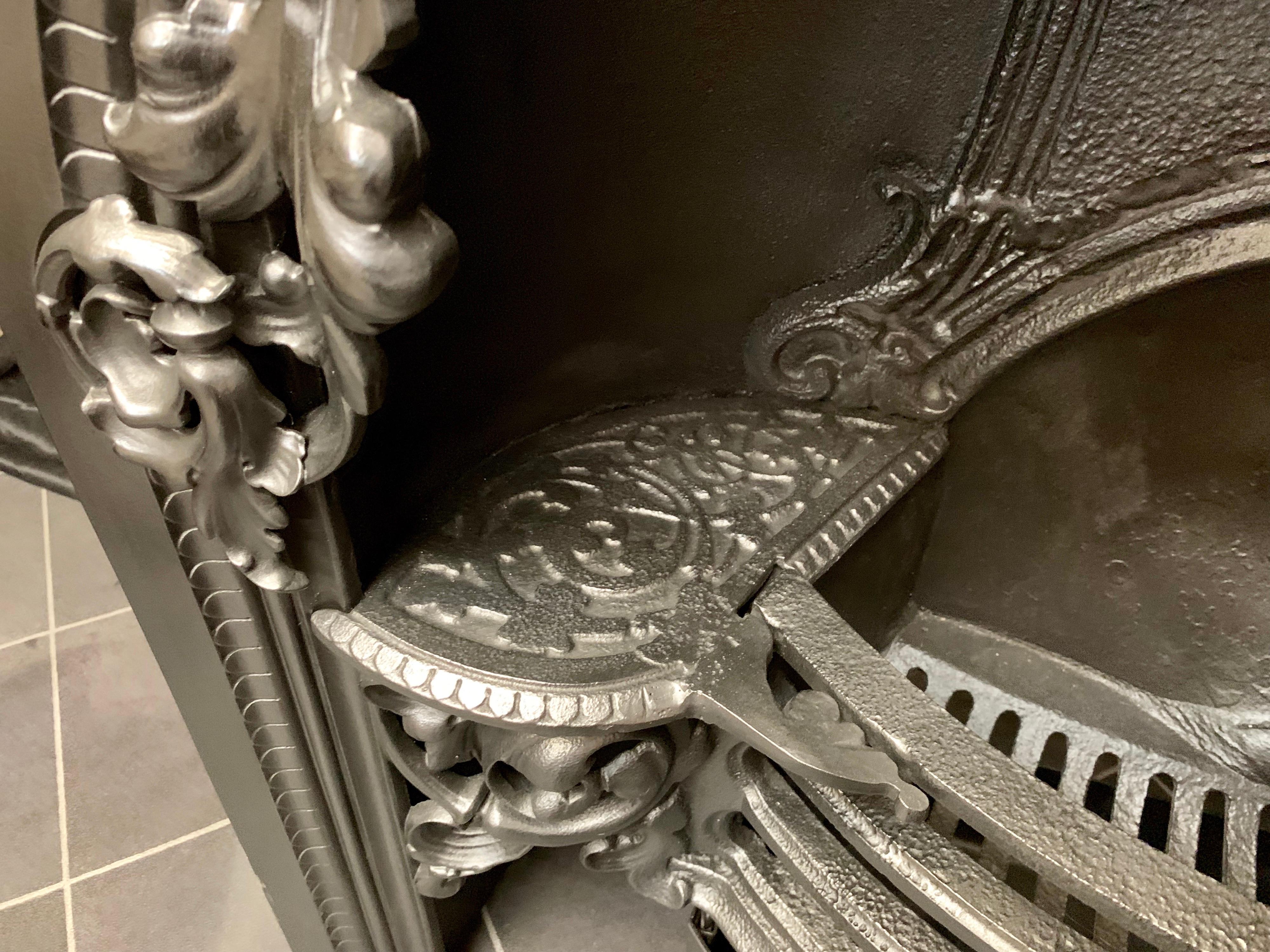 19th Century Mid Victorian Cast Iron Register Fireplace Insert 1