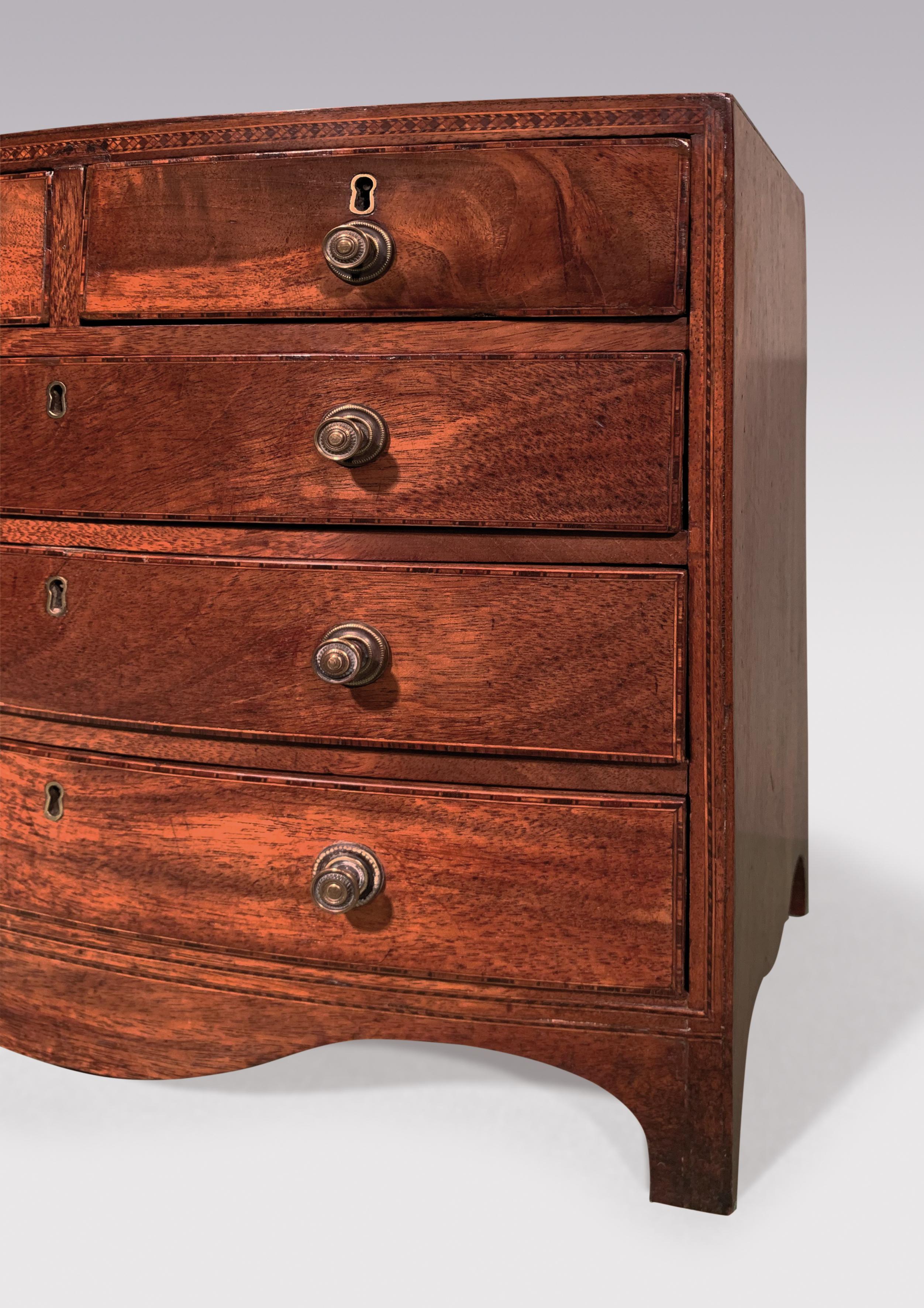 Sheraton 19th Century Miniature Bow Fronted Chest of Drawers For Sale