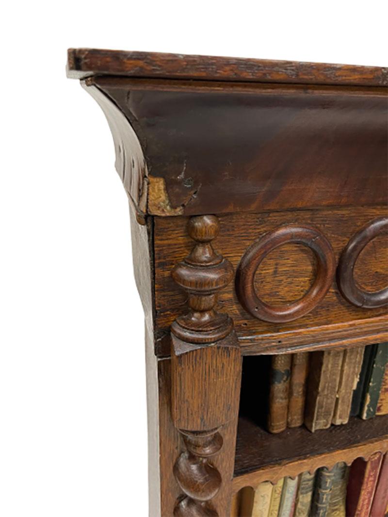 Oak 19th Century Miniature Wooden Bookcase For Sale