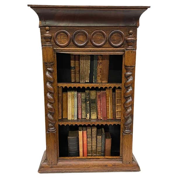 19th Century Miniature Wooden Bookcase For Sale at 1stDibs