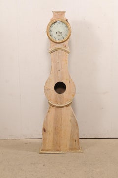 19th Century Mora Floor Clock from Sweden, Scraped Finish w/Subtle Gold Accent