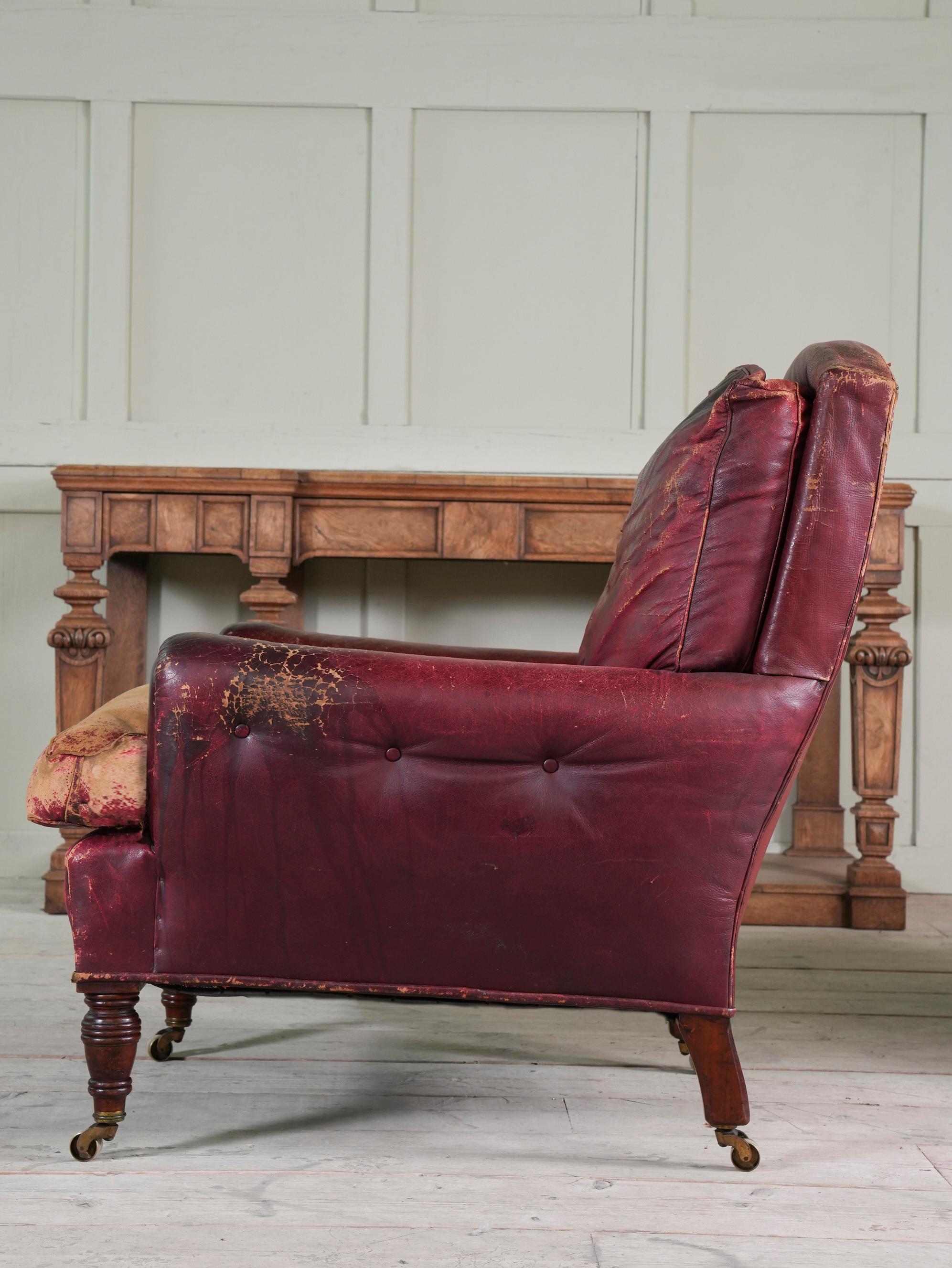 A 19th Century Moroccan Leather Library Chair In Good Condition In Conwy, GB