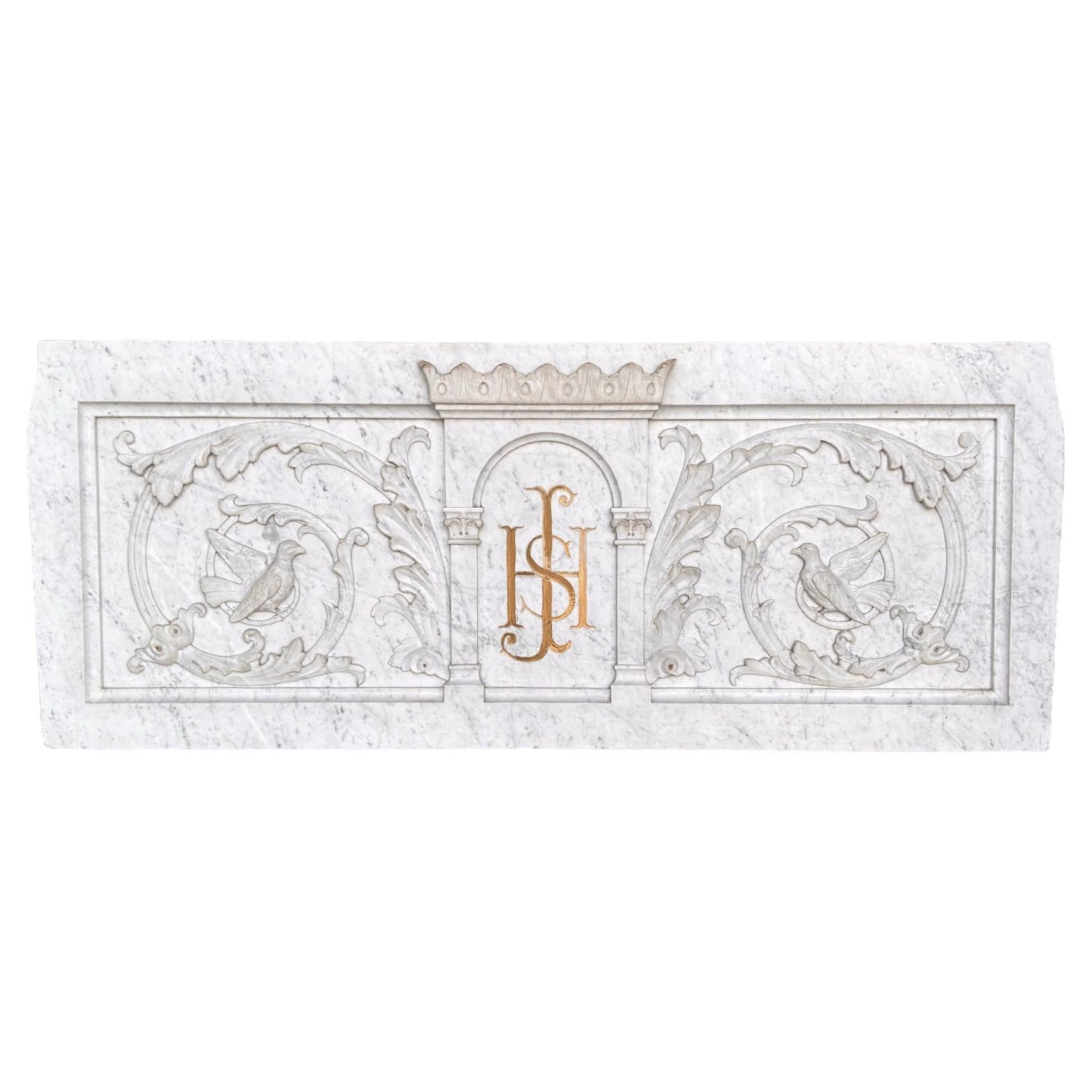 A 19th Century Neoclassical Wall Relief in Hand Carved Statuario Marble, France