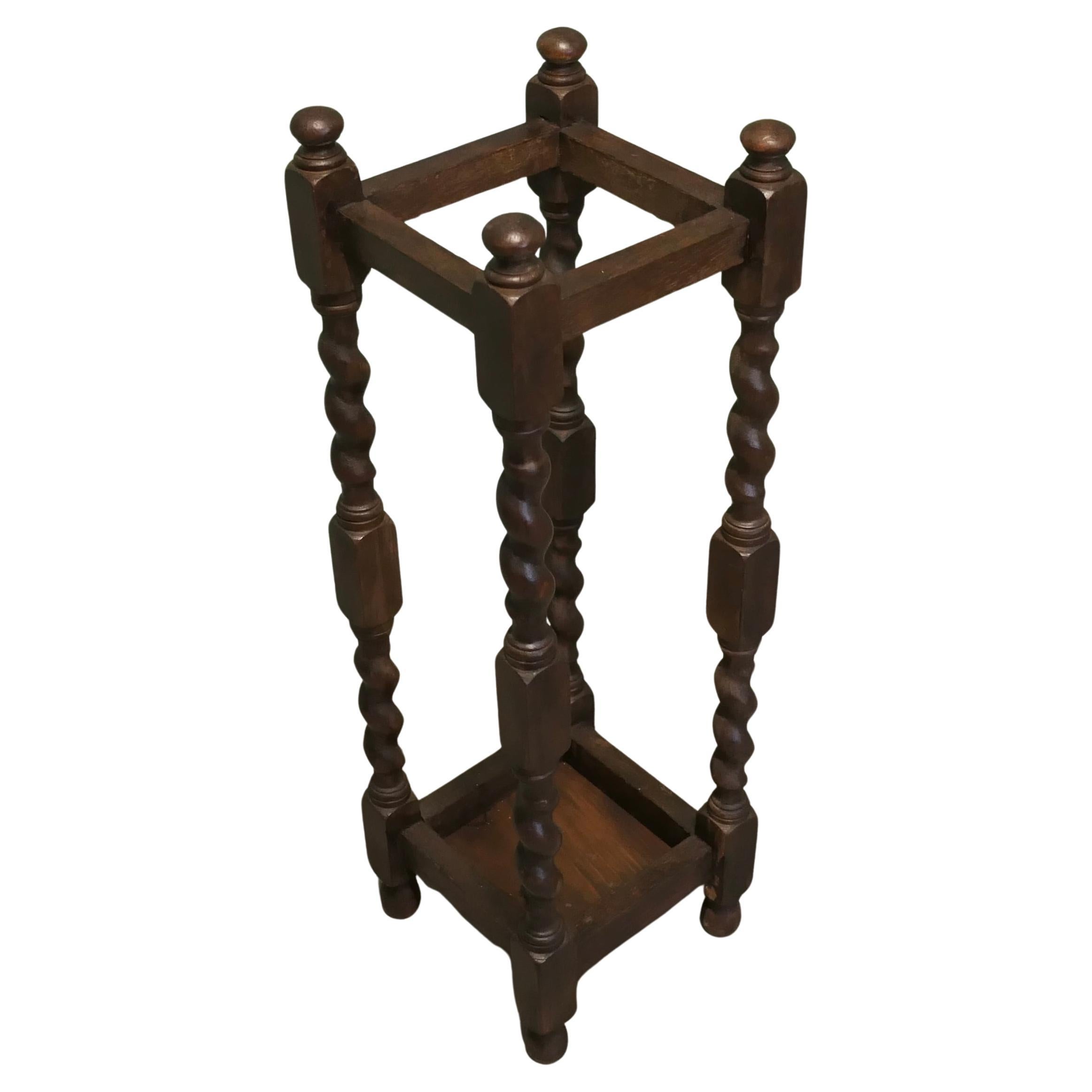 A 19th Century Oak Barley Twist Stick Stand or Umbrella Hall Stand