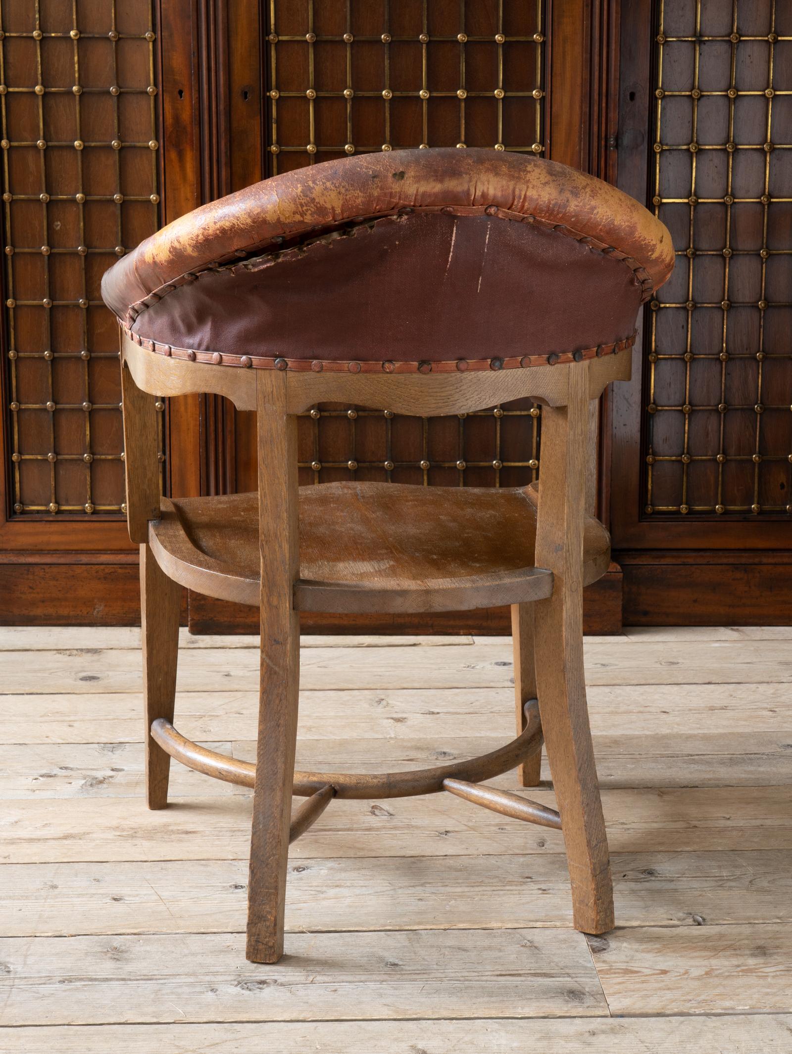 19th Century Oak & Leather Desk Chair 5
