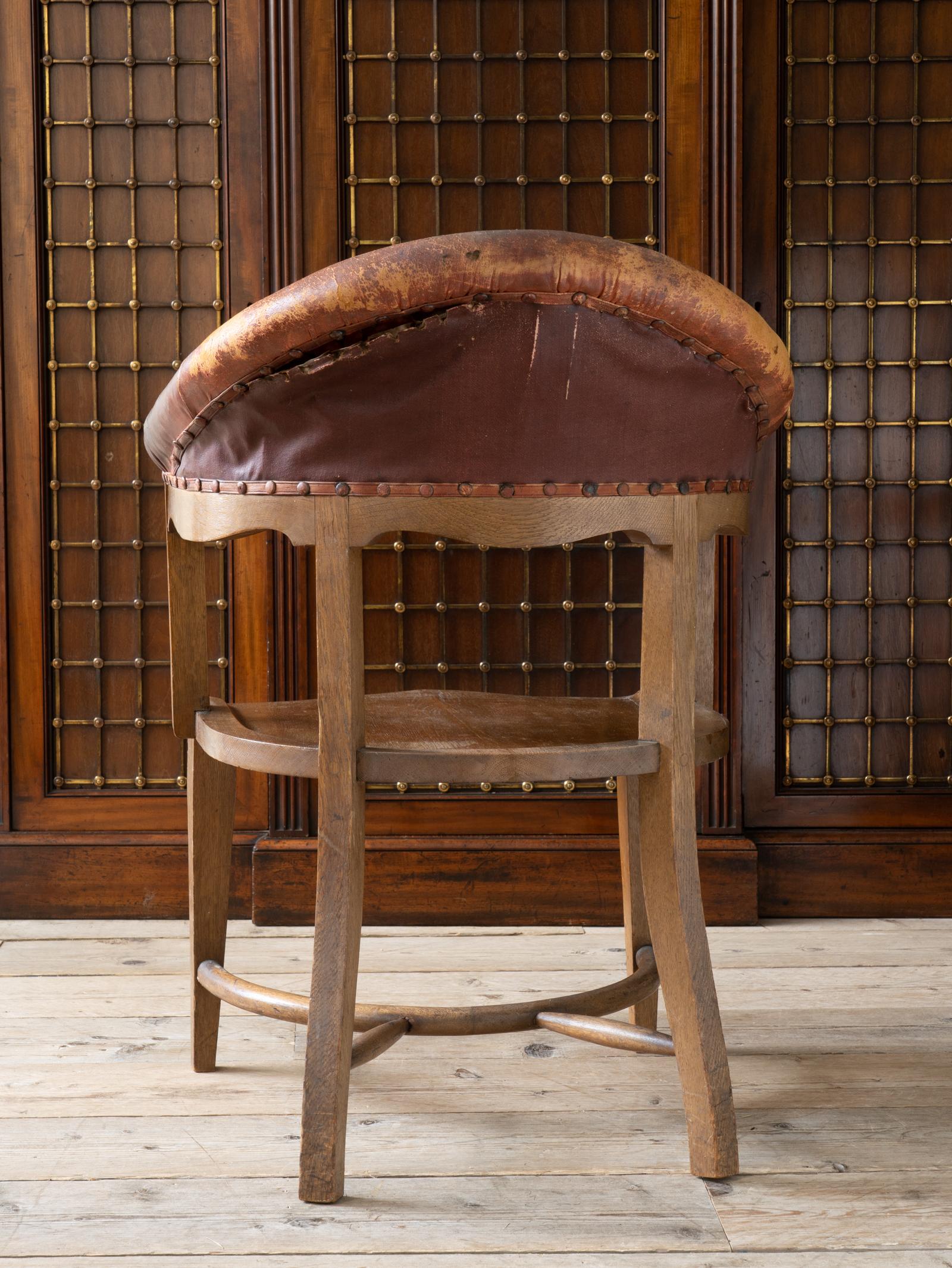 19th Century Oak & Leather Desk Chair 6
