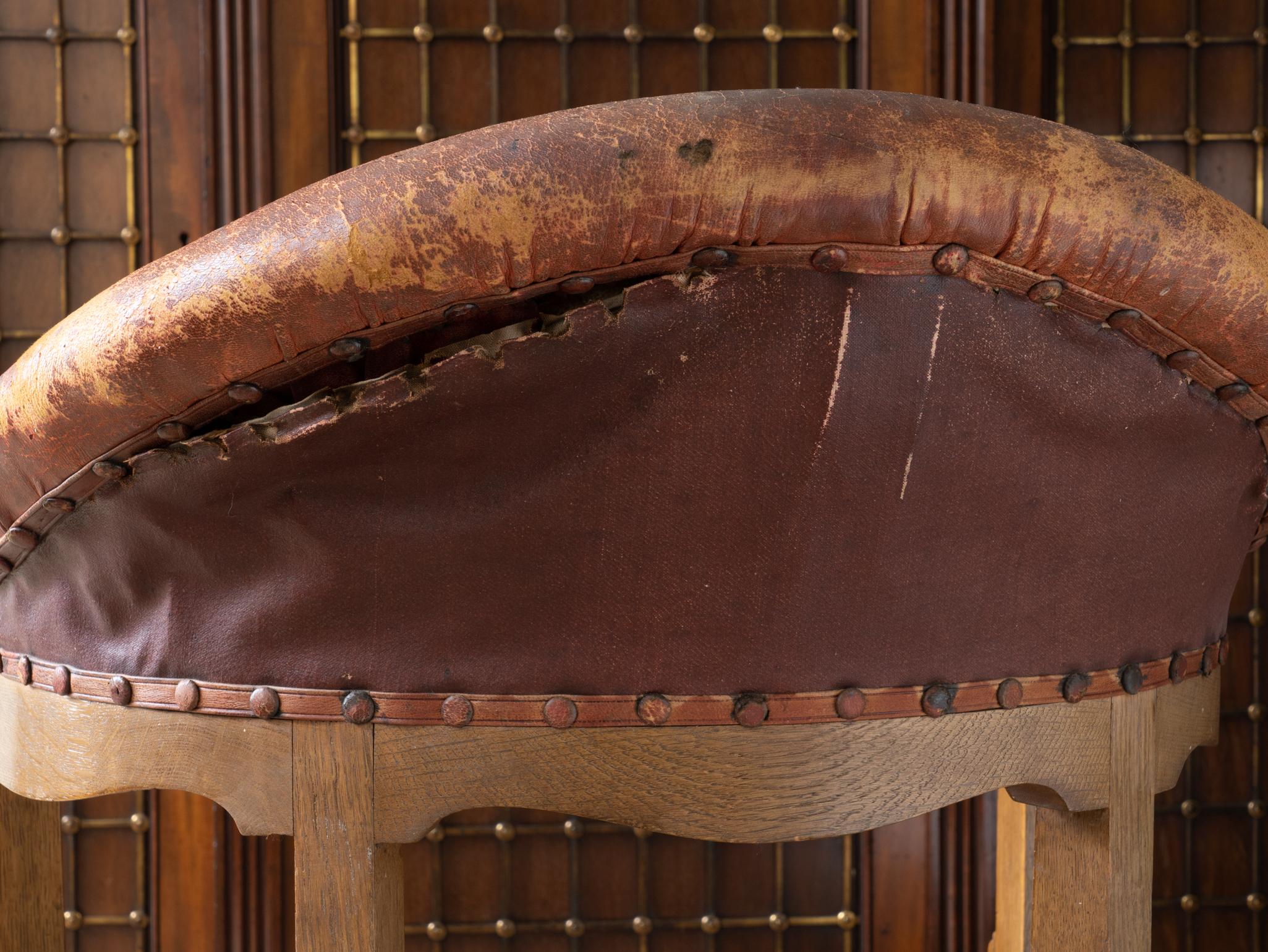19th Century Oak & Leather Desk Chair 7