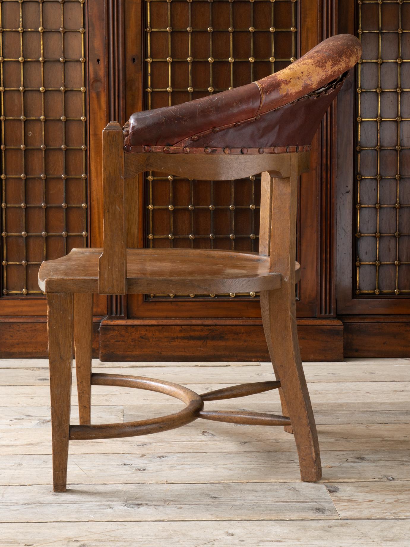 19th Century Oak & Leather Desk Chair 3