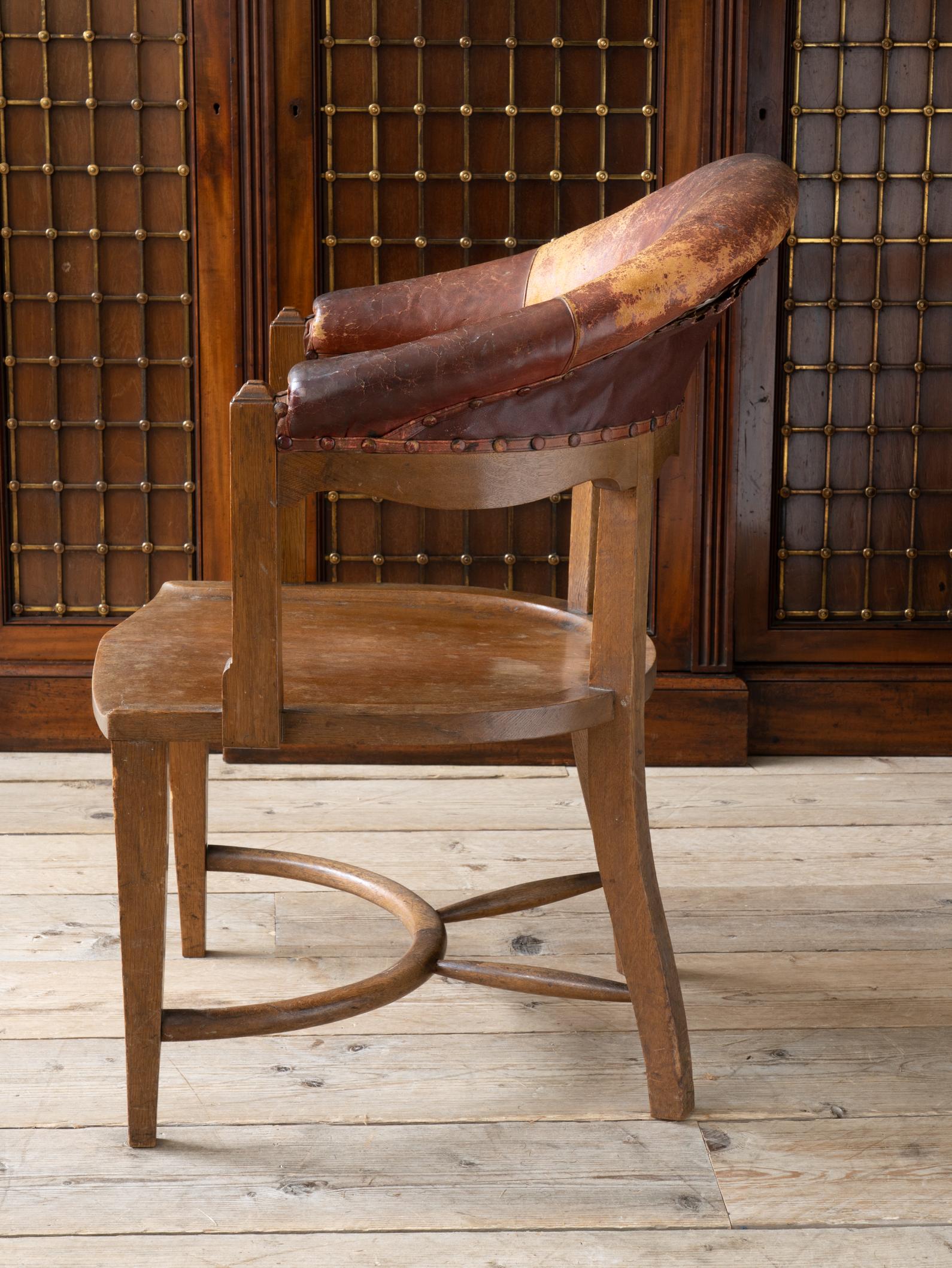19th Century Oak & Leather Desk Chair 4