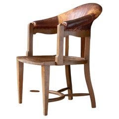 Antique 19th Century Oak & Leather Desk Chair