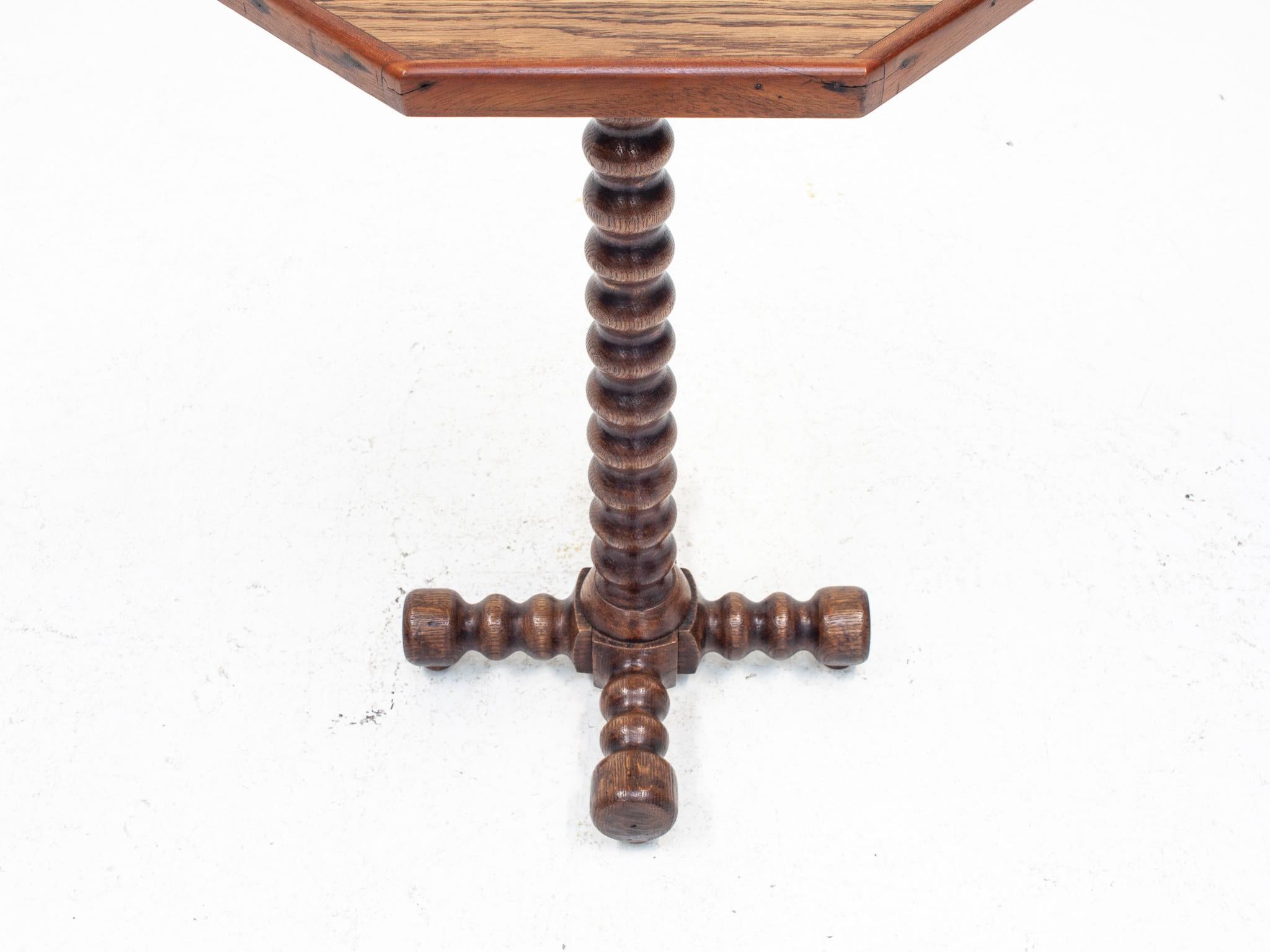 A 19th Century Octagonal Topped Rustic Bobbin Based Occasional Table in Oak 5