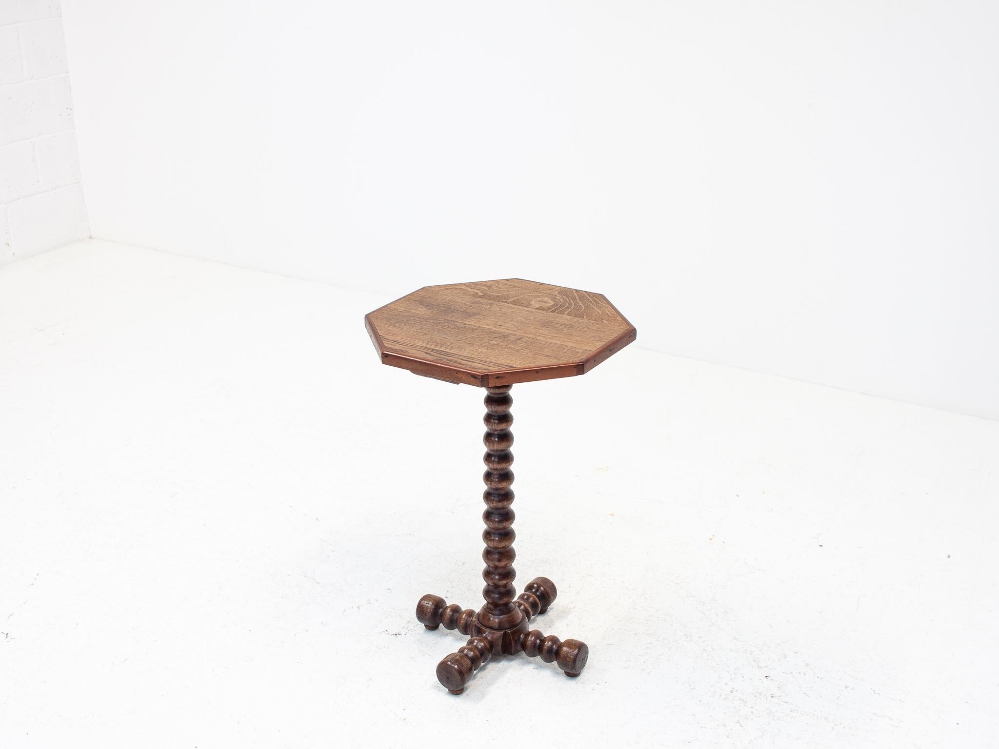 A 19th Century Octagonal Topped Rustic Bobbin Based Occasional Table in Oak 6