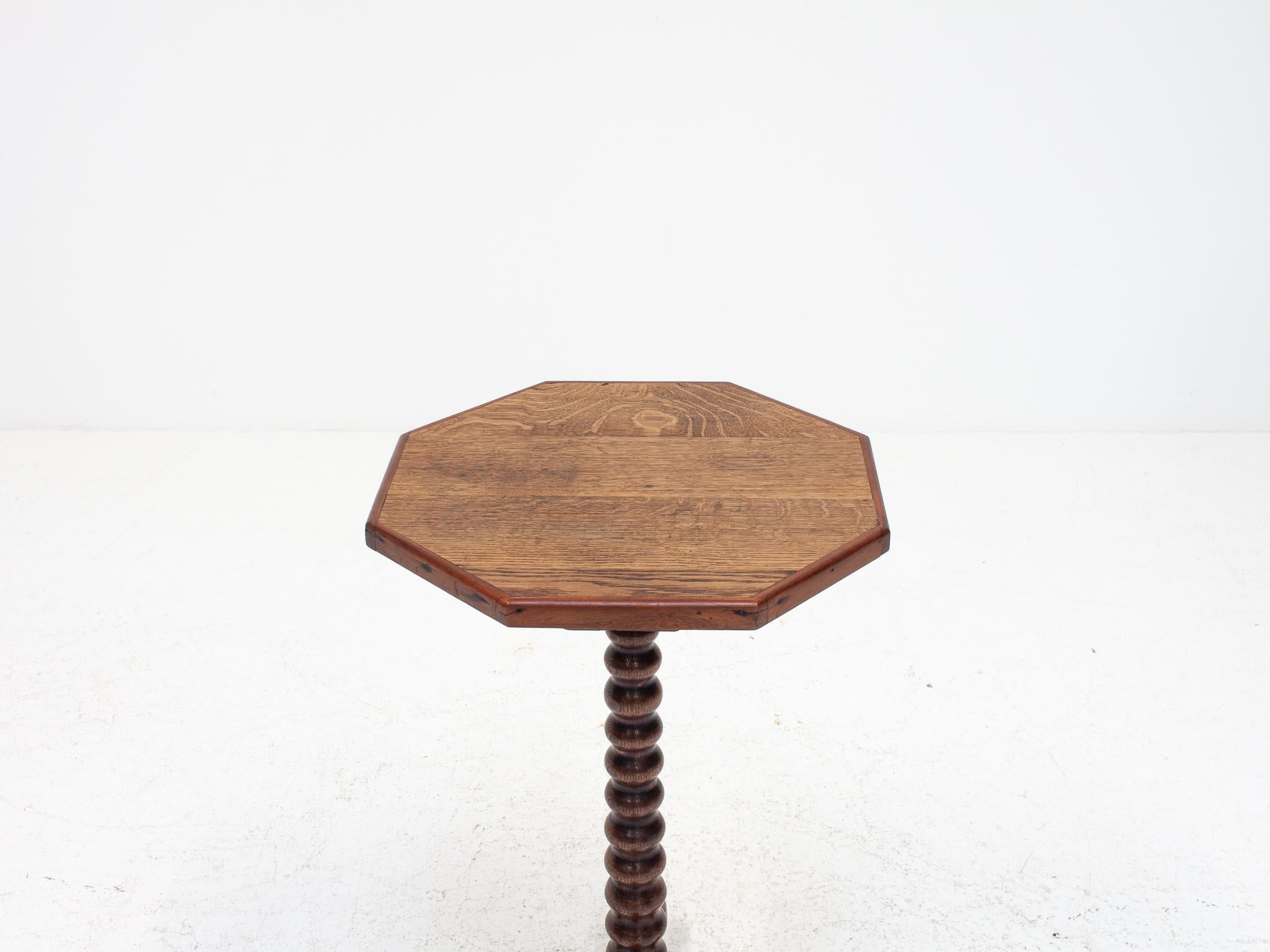 A 19th Century Octagonal Topped Rustic Bobbin Based Occasional Table in Oak 7