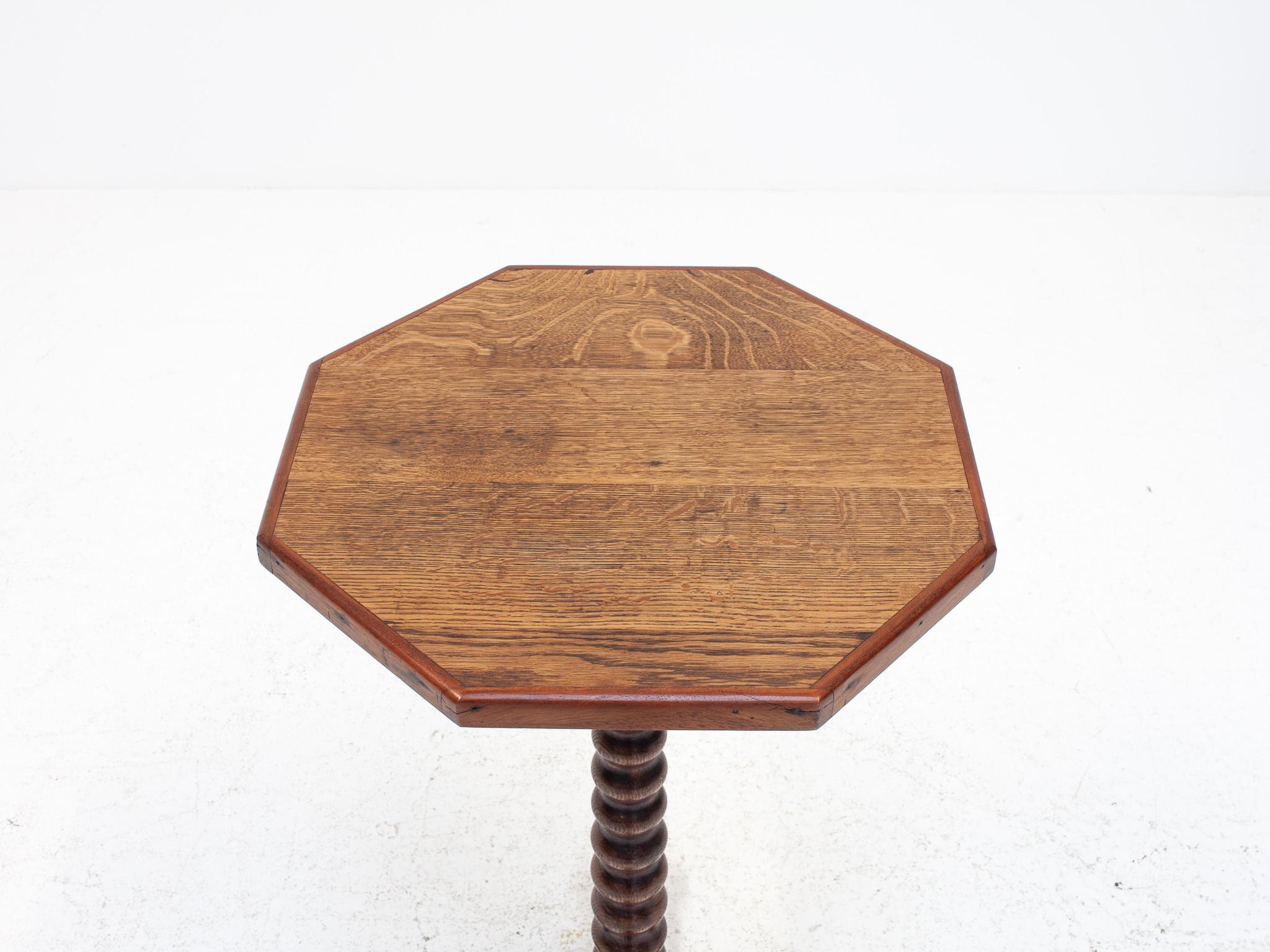 A 19th Century Octagonal Topped Rustic Bobbin Based Occasional Table in Oak 8