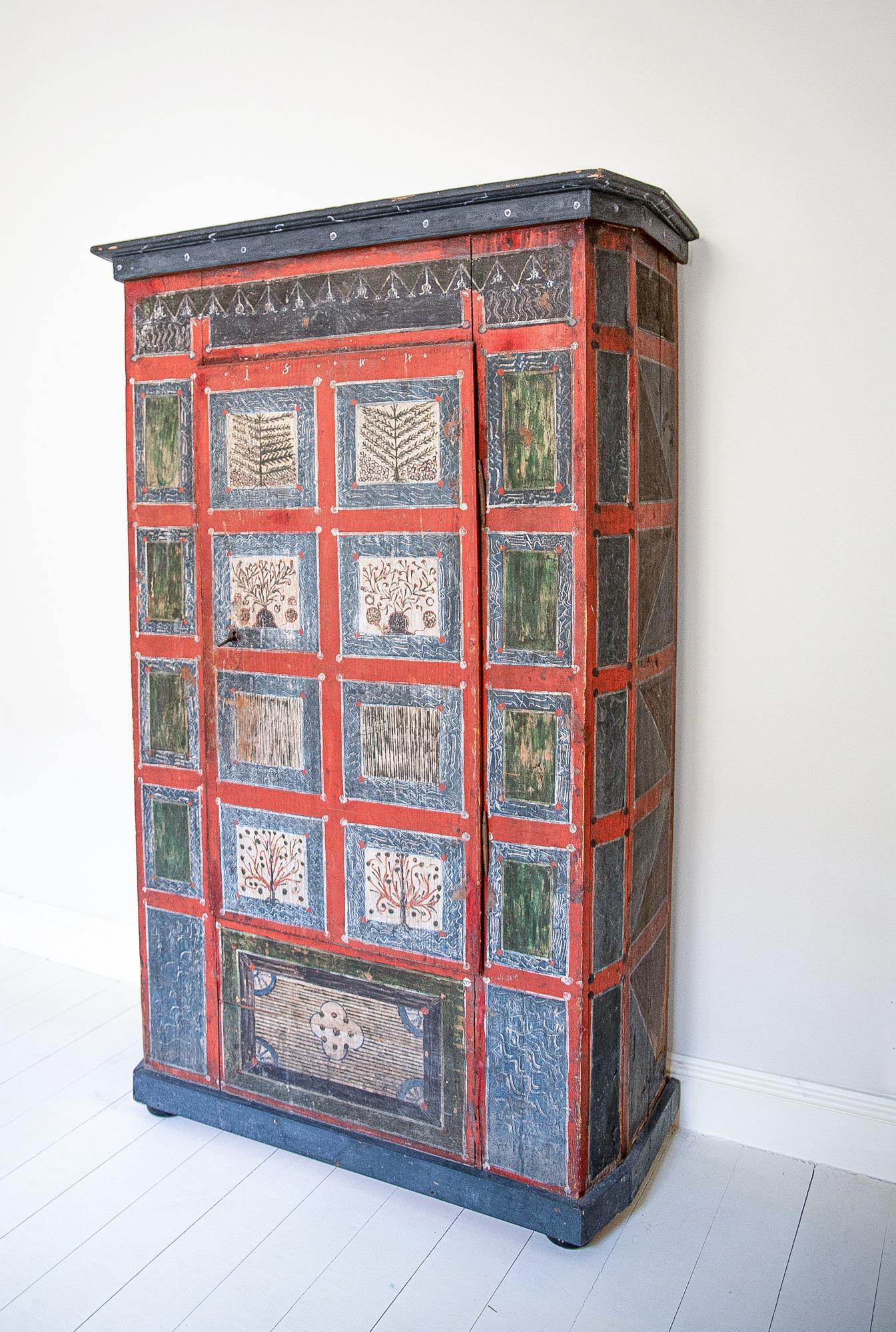 Ukrainian 19th Century Original Hand Painted Bohemian Armoire from Ukraine