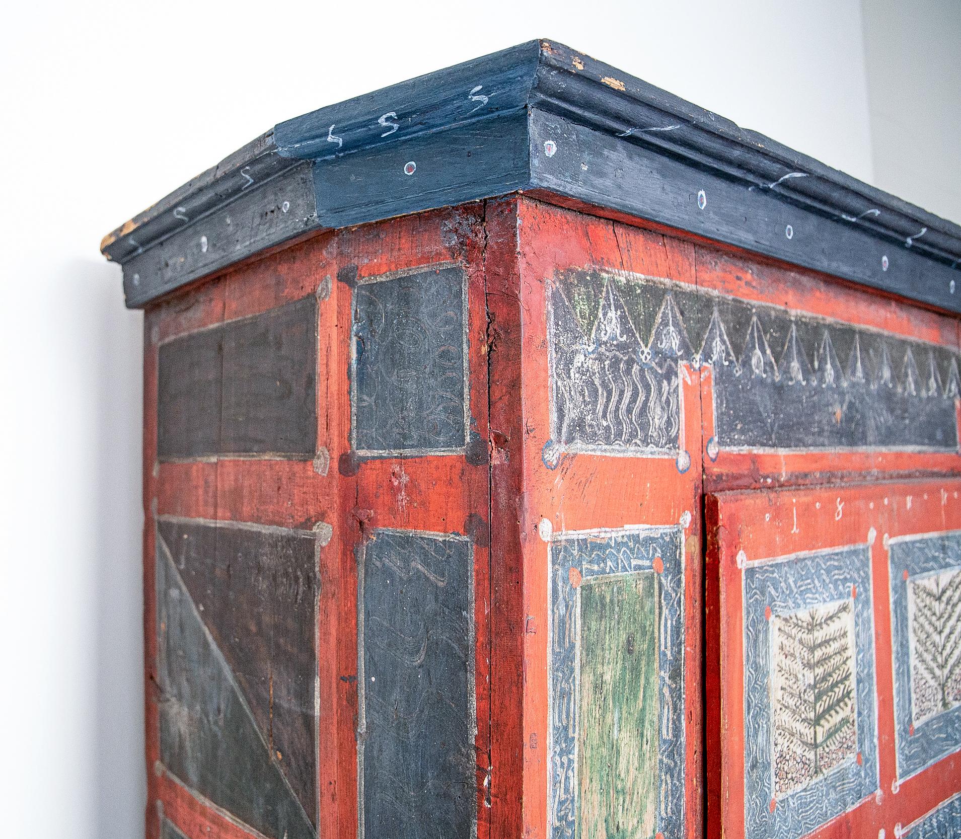 19th Century Original Hand Painted Bohemian Armoire from Ukraine 1