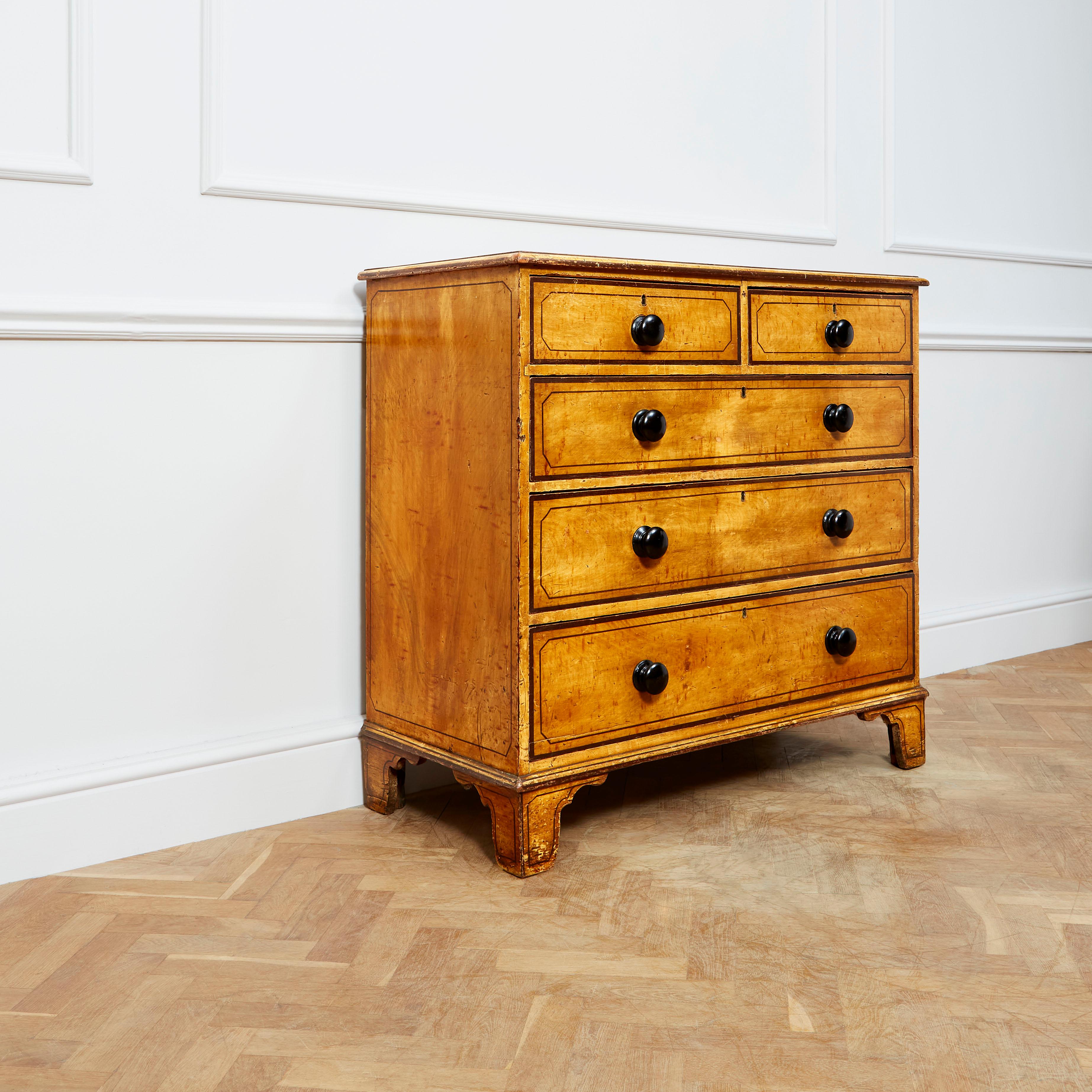 Hand-Painted 19th Century Painted Chest of Drawers For Sale