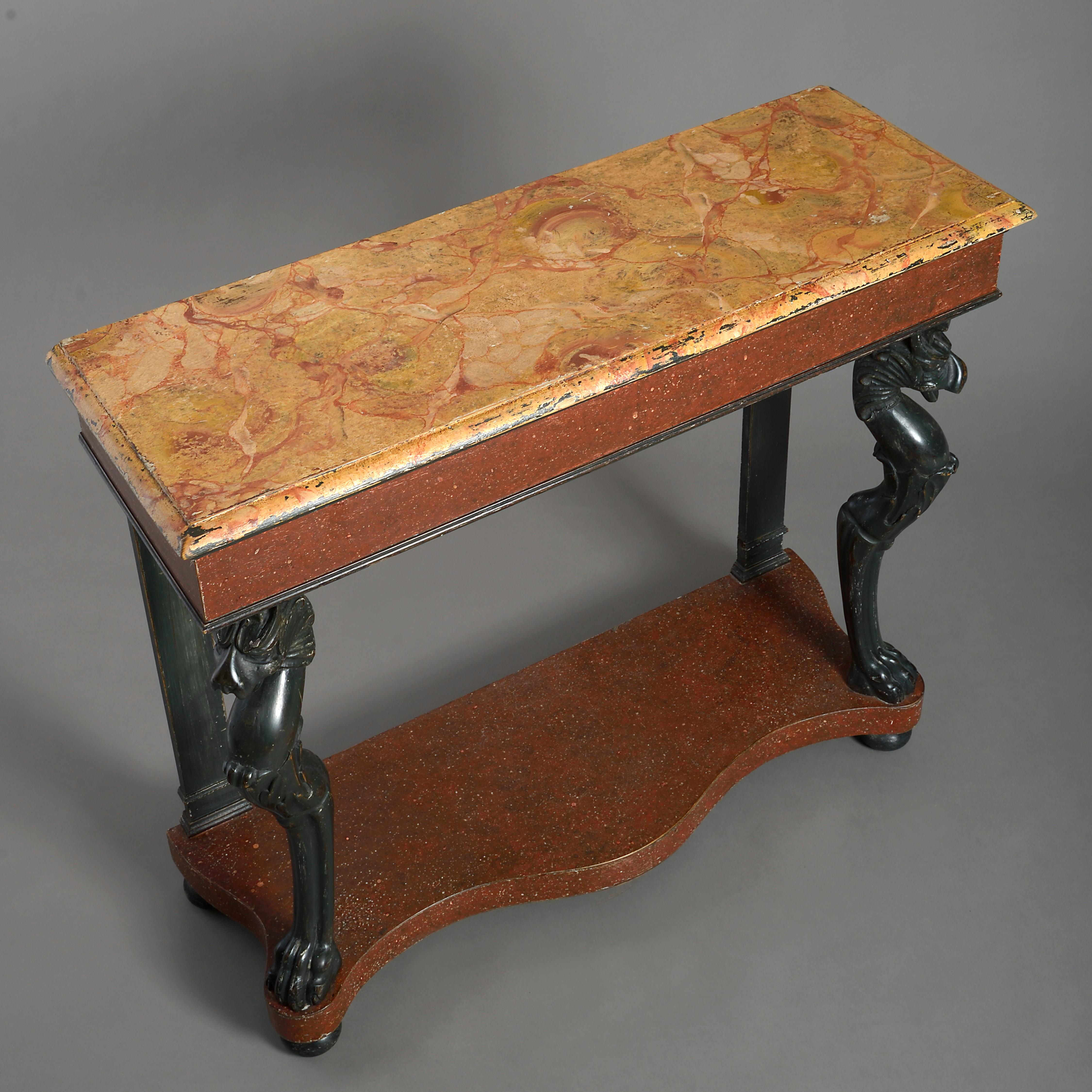 Hand-Painted 19th Century Painted Neoclassical Console Table