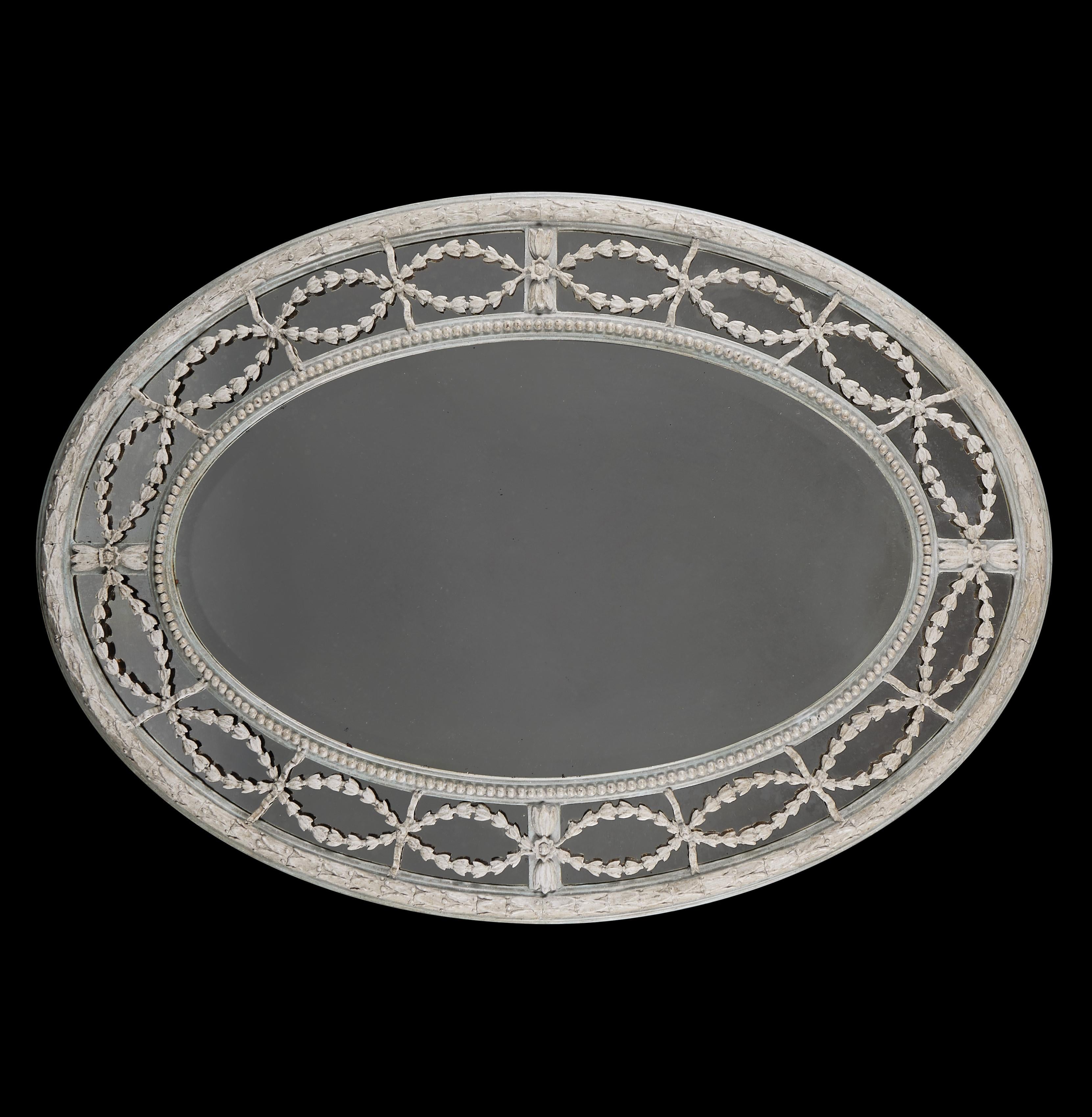 Ein bemalter ovaler Spiegel aus dem 19.  im Zustand „Gut“ im Angebot in London, GB