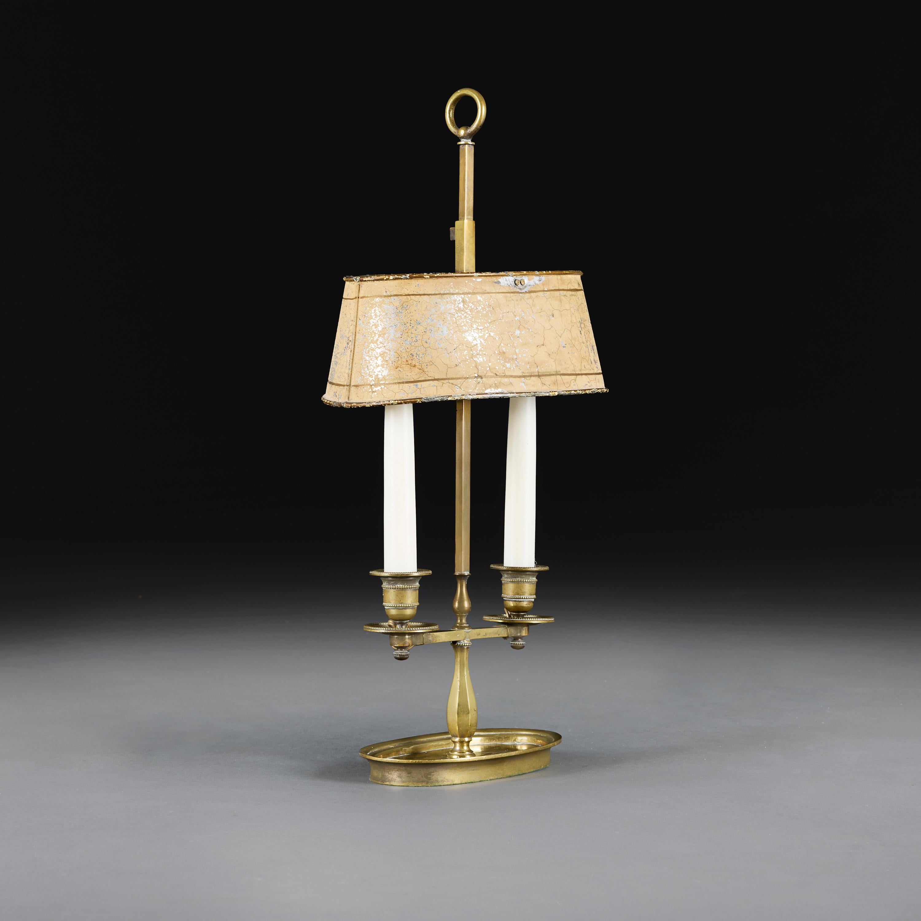 French A 19th Century Painted Tole Bouillotte Lamp For Sale