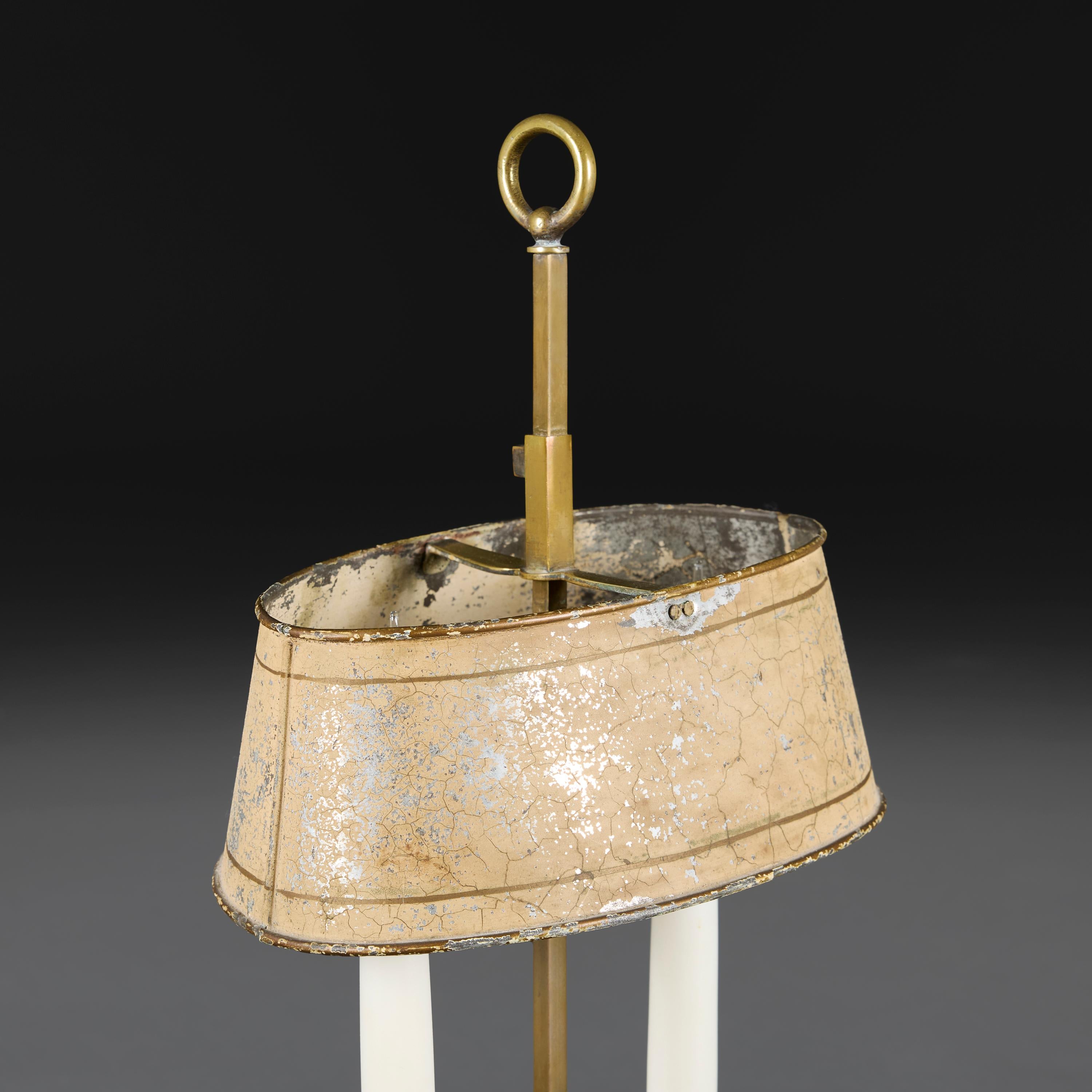 Metal A 19th Century Painted Tole Bouillotte Lamp For Sale
