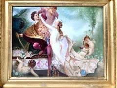 19th Century Painting on Porcelain in Gilt Frame