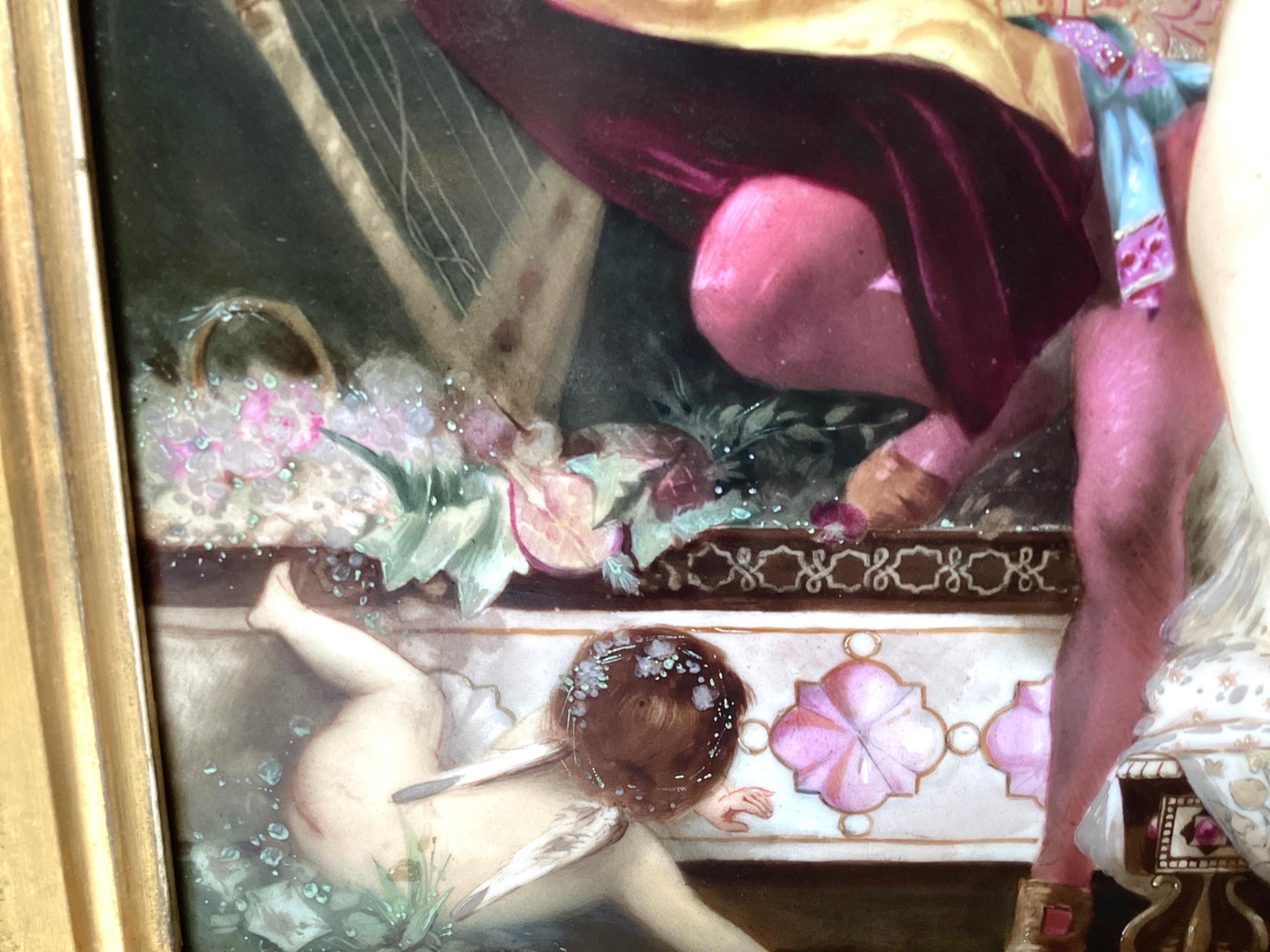 Late 19th Century 19th Century Painting on Porcelain in Gilt Frame For Sale