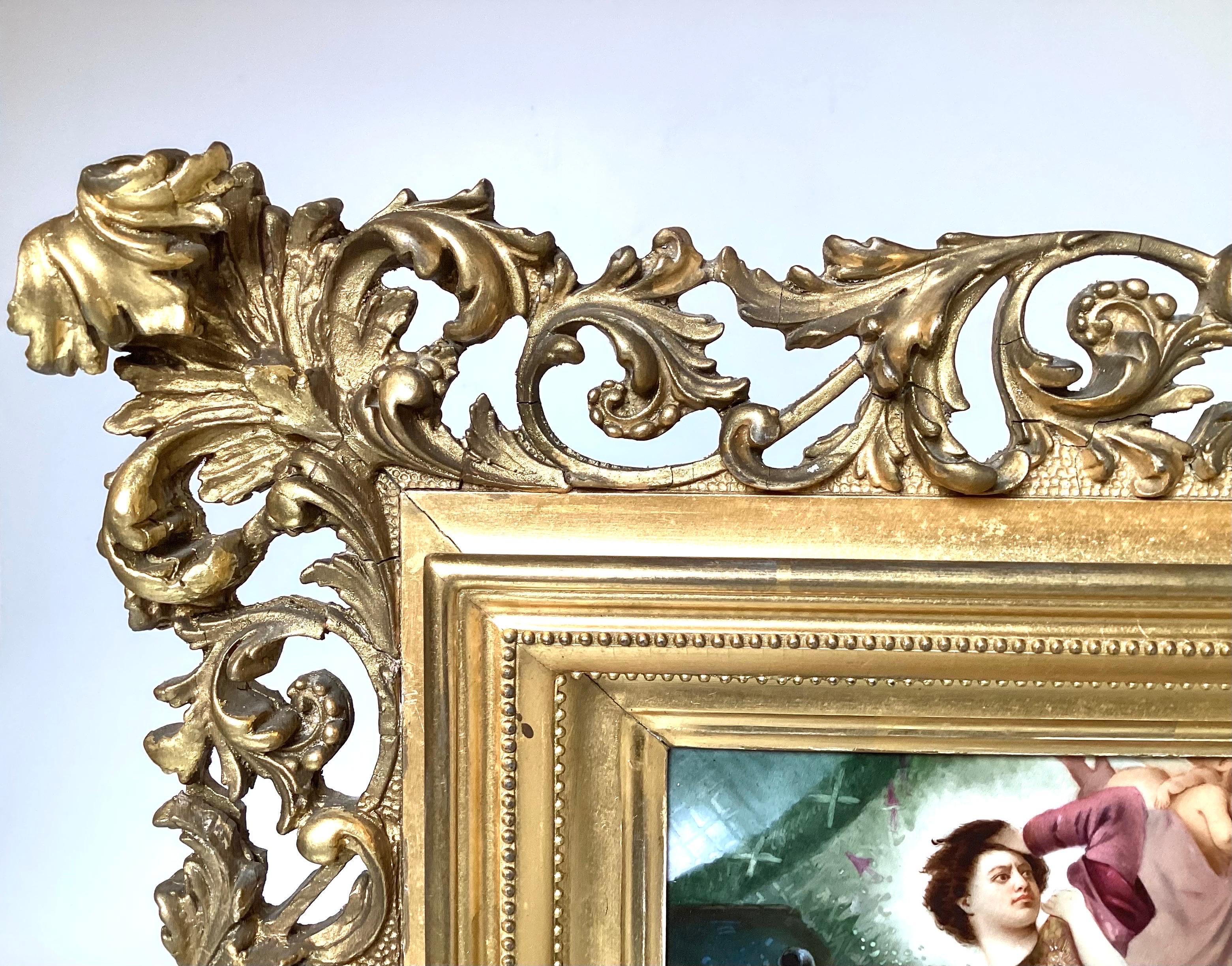 19th Century Painting on Porcelain in Gilt Frame For Sale 2