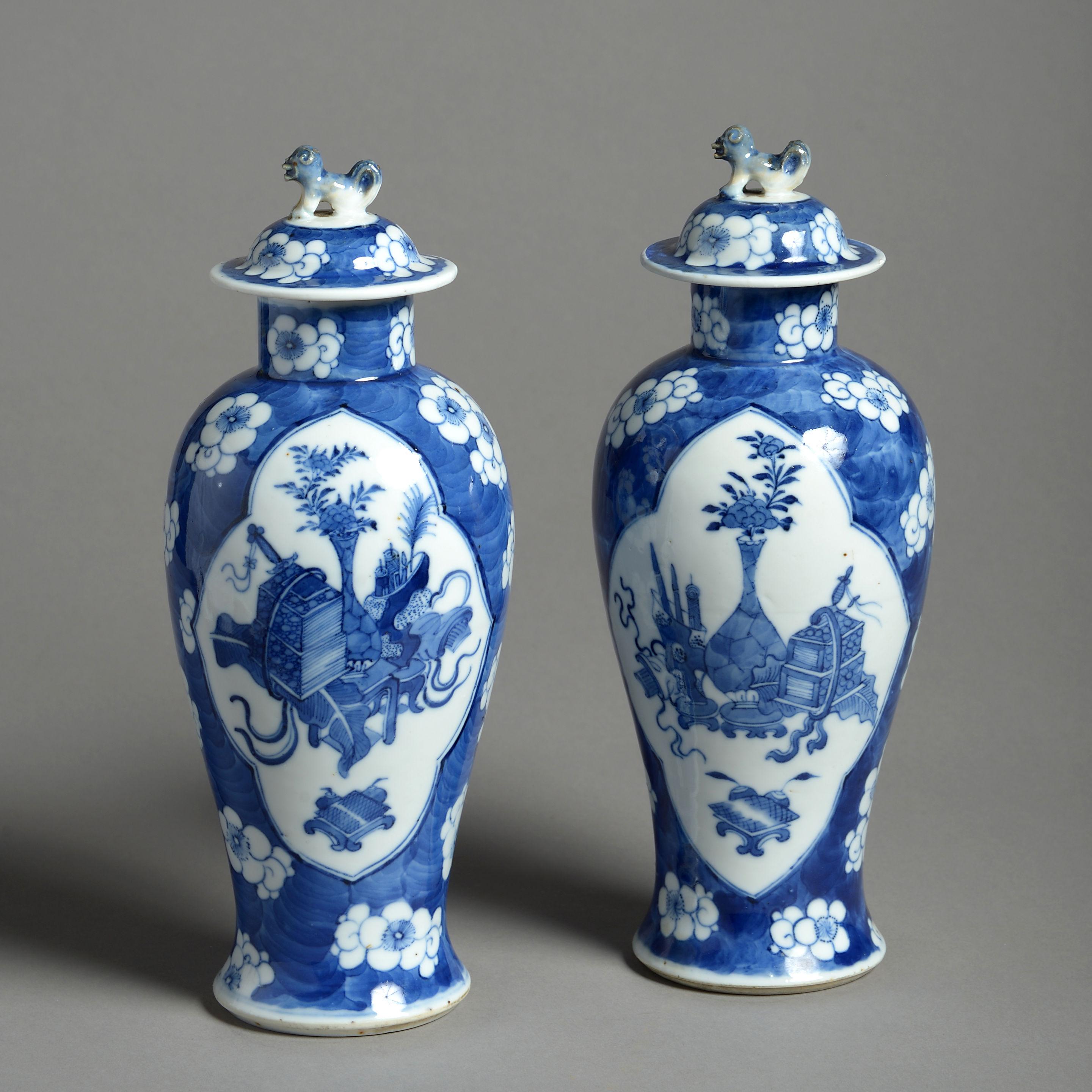 Chinese 19th Century Pair of Blue and White Porcelain Vases