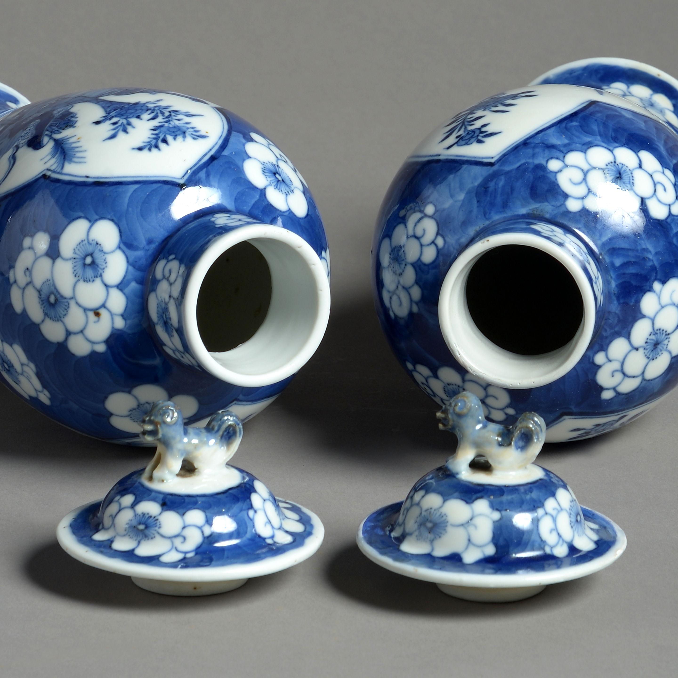 19th Century Pair of Blue and White Porcelain Vases In Good Condition In London, GB