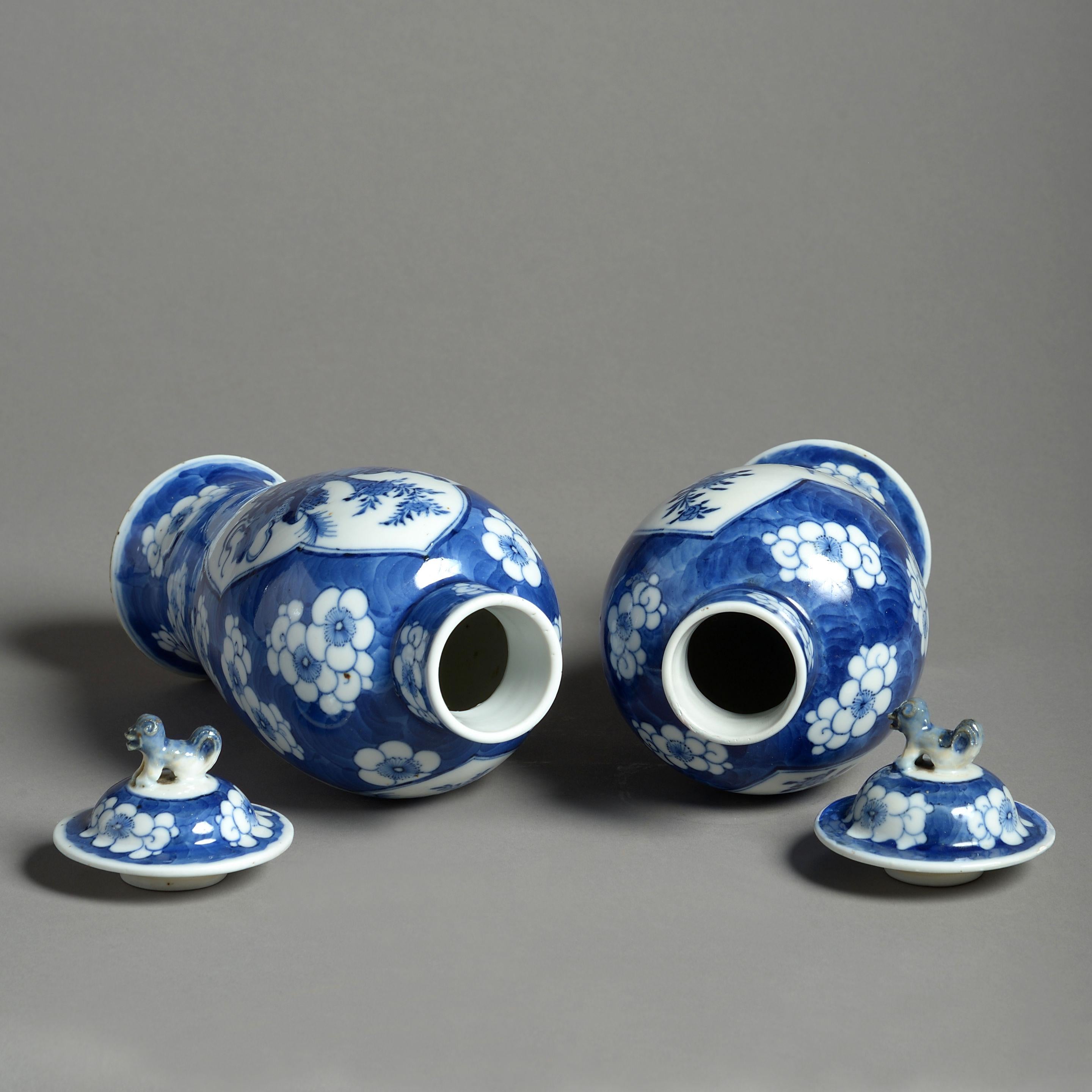 Mid-19th Century 19th Century Pair of Blue and White Porcelain Vases