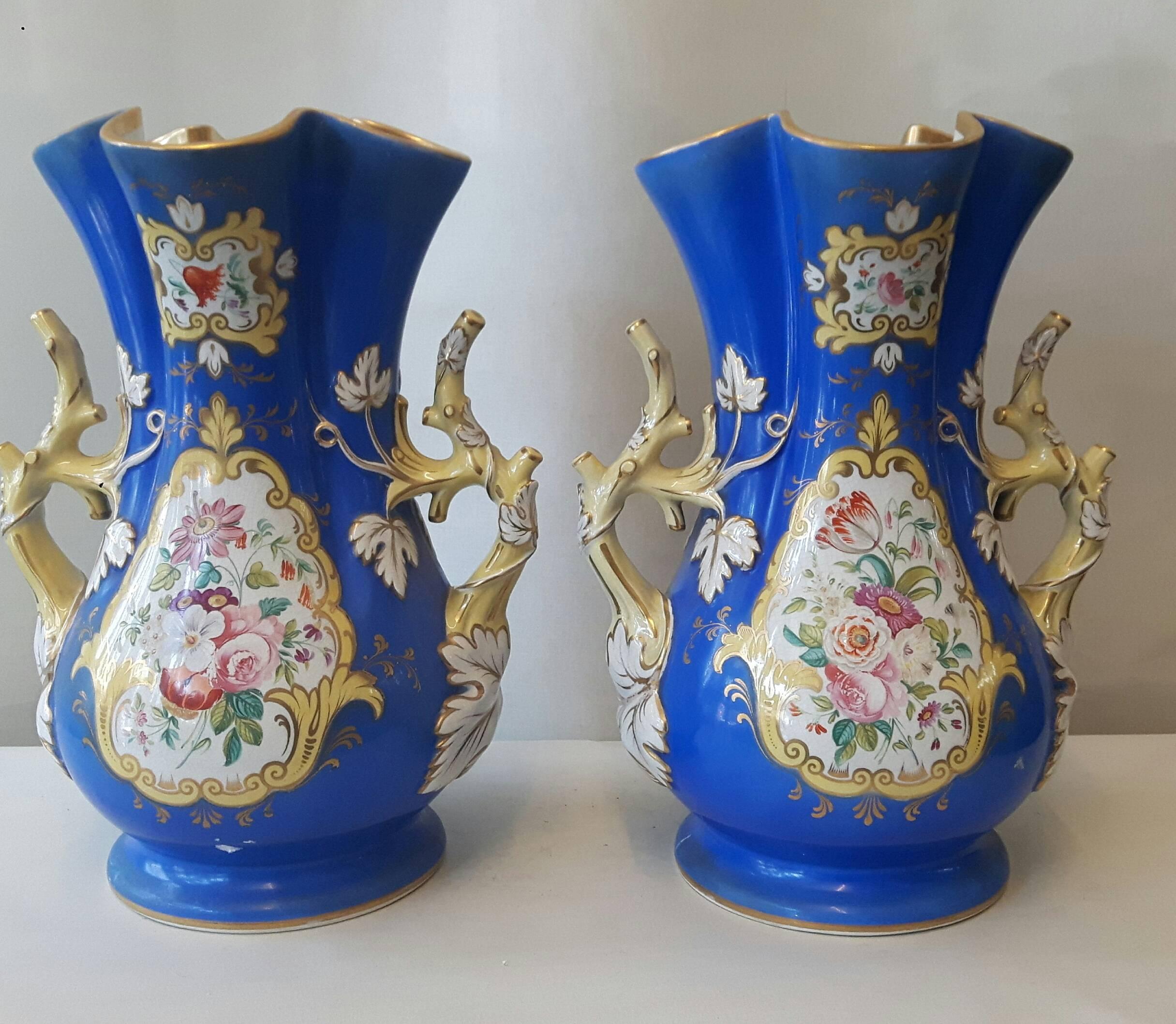 Mid-19th Century 19th Century Pair of Decorative English Vases For Sale