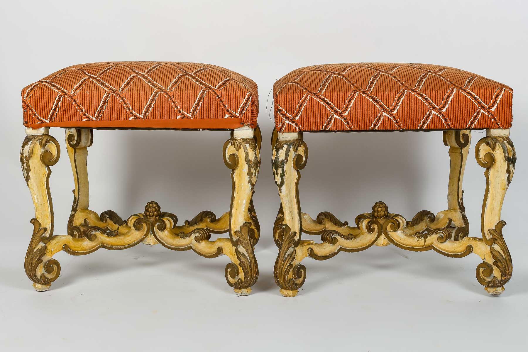 Baroque Revival A 19th Century Pair of Italians Baroque Style Stools
