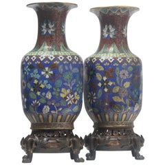 19th Century Pair of Japonisme Cloisonné Enamel Vases
