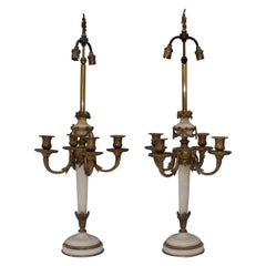 19th Century Pair of Marble and Gilt Bronze Candelabras