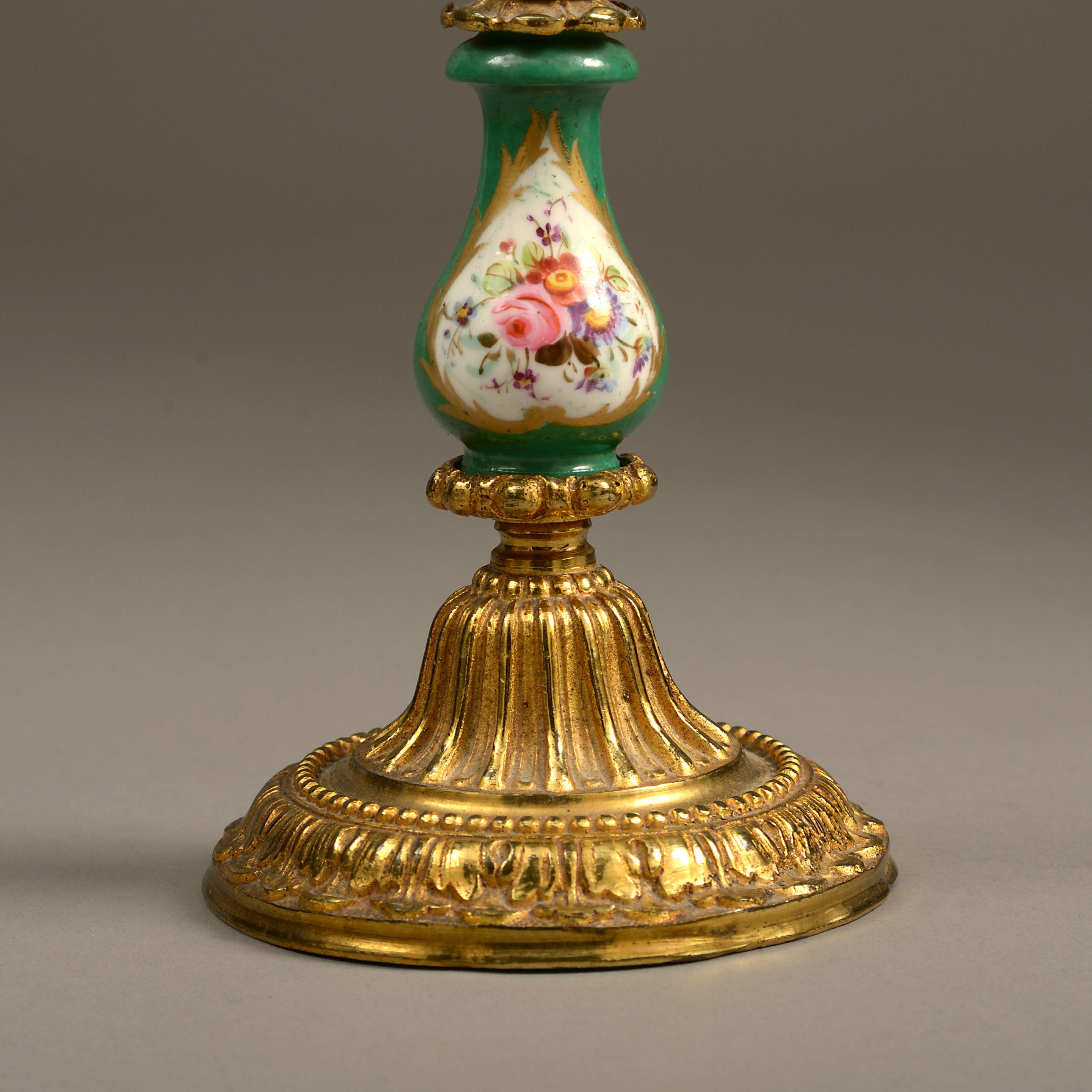 Mid-19th Century 19th Century Pair of Sèvres and Ormolu Candlesticks