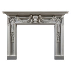 19th Century Palladian Revival Statuary Marble Chimneypiece