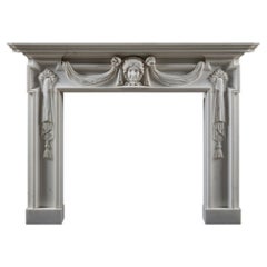 Antique 19th Century Palladian Revival Statuary Marble Chimneypiece